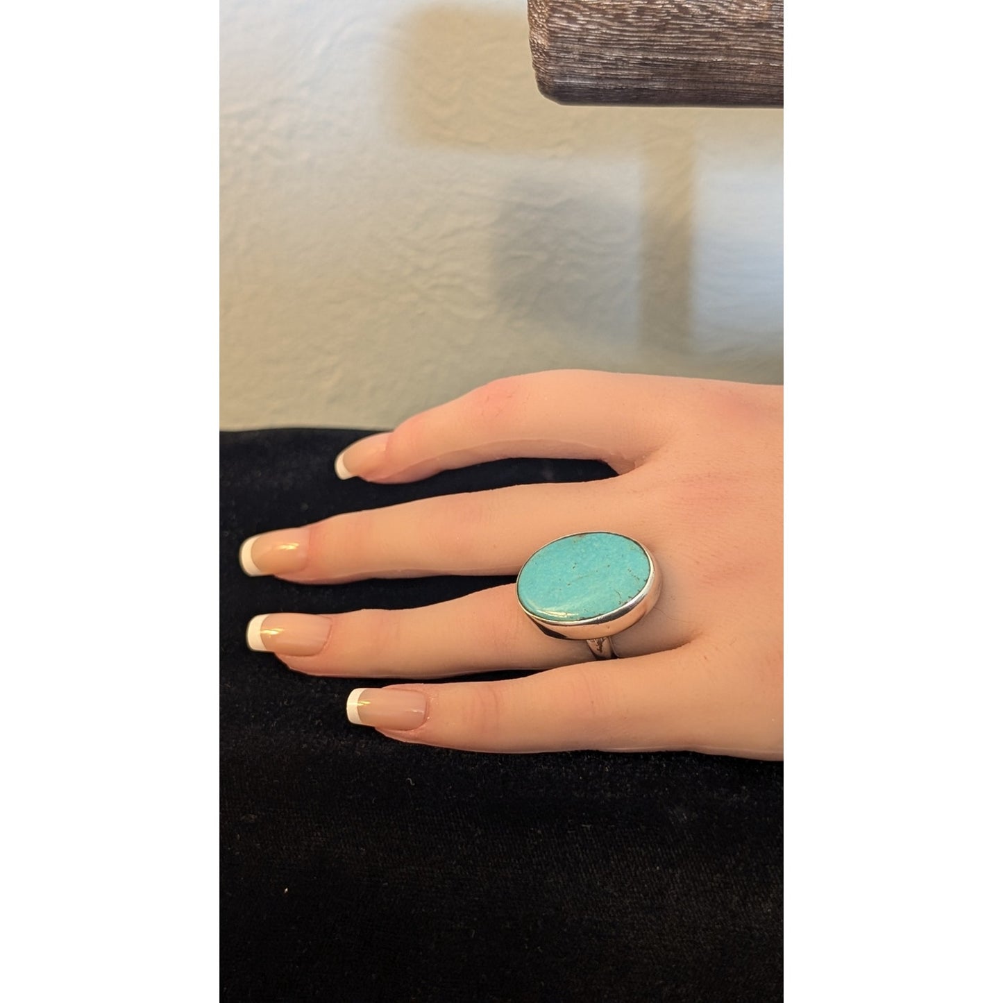Vintage Navajo Sterling Signed GG Oval Genuine Turquoise 10g Ring Size 5.25