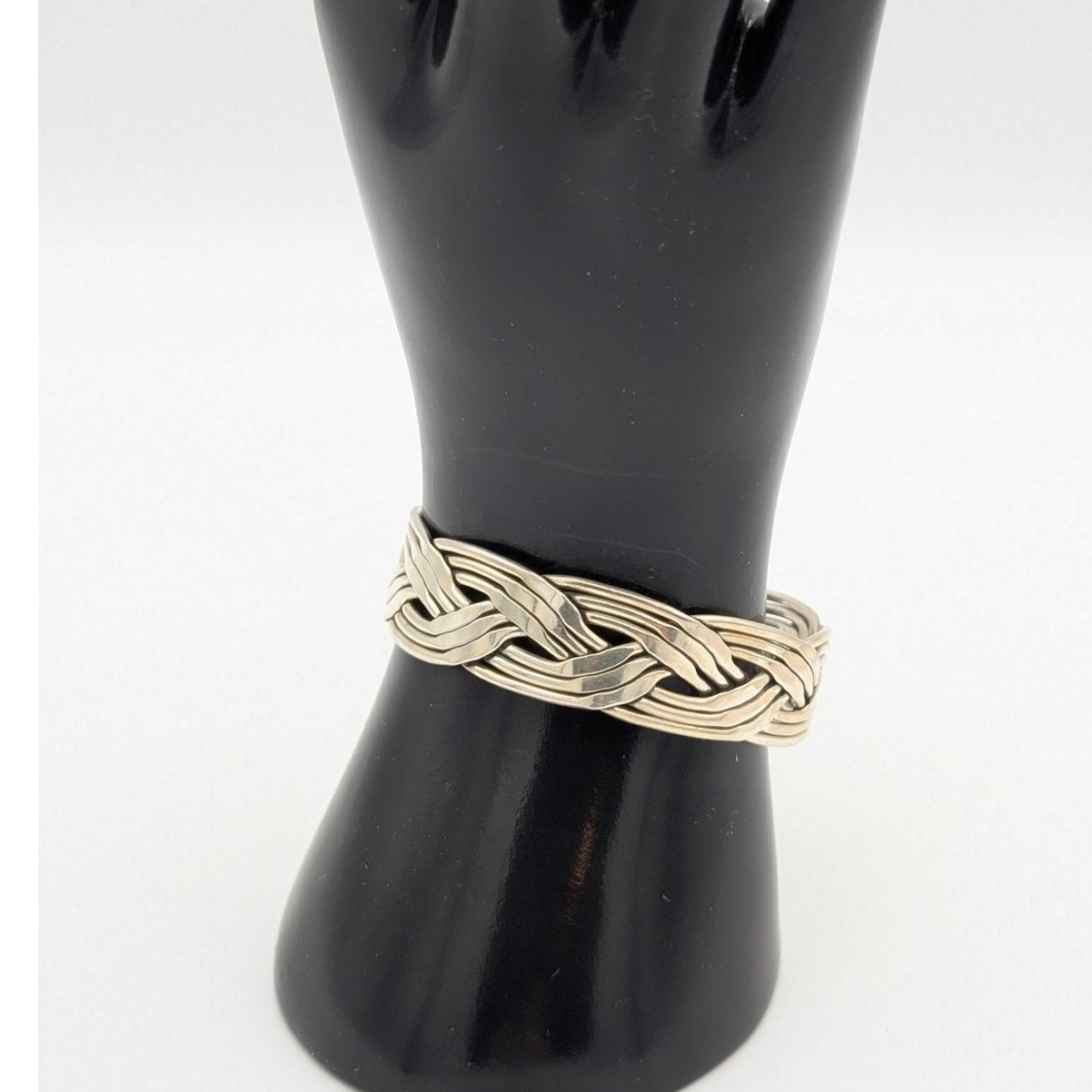 Vintage 925 Sterling Taxco Mexico 5/8" Wide Braided Thick Wire Cuff Bracelet
