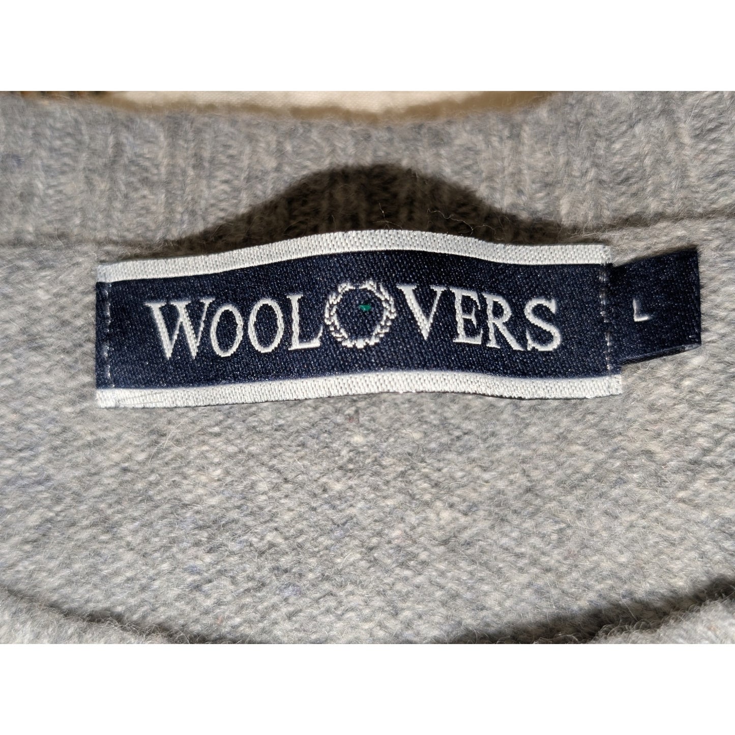 Woolovers Gray Blue Fairisle Crew Neck Pullover Long Sleeve Sweater Size L