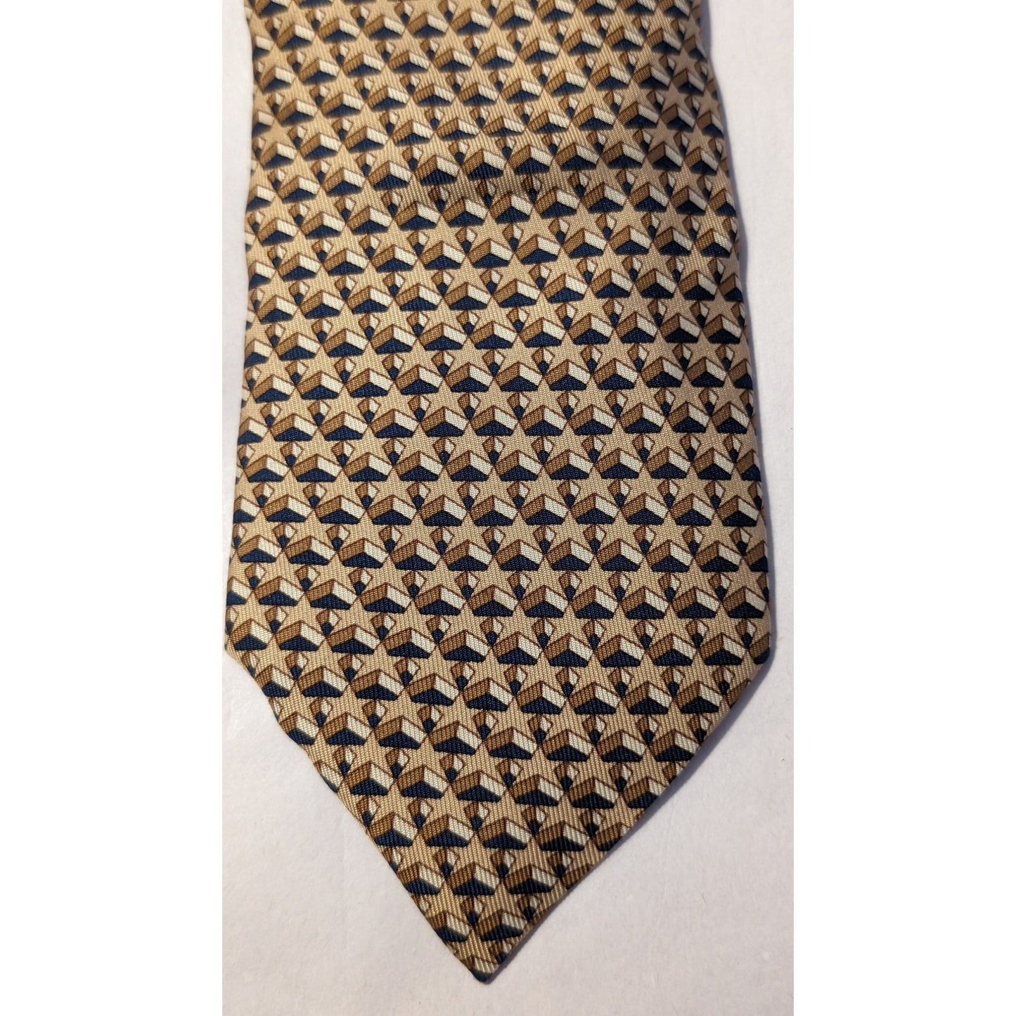Hermes Paris Vintage 100% Silk Beige Star Print Neck Tie