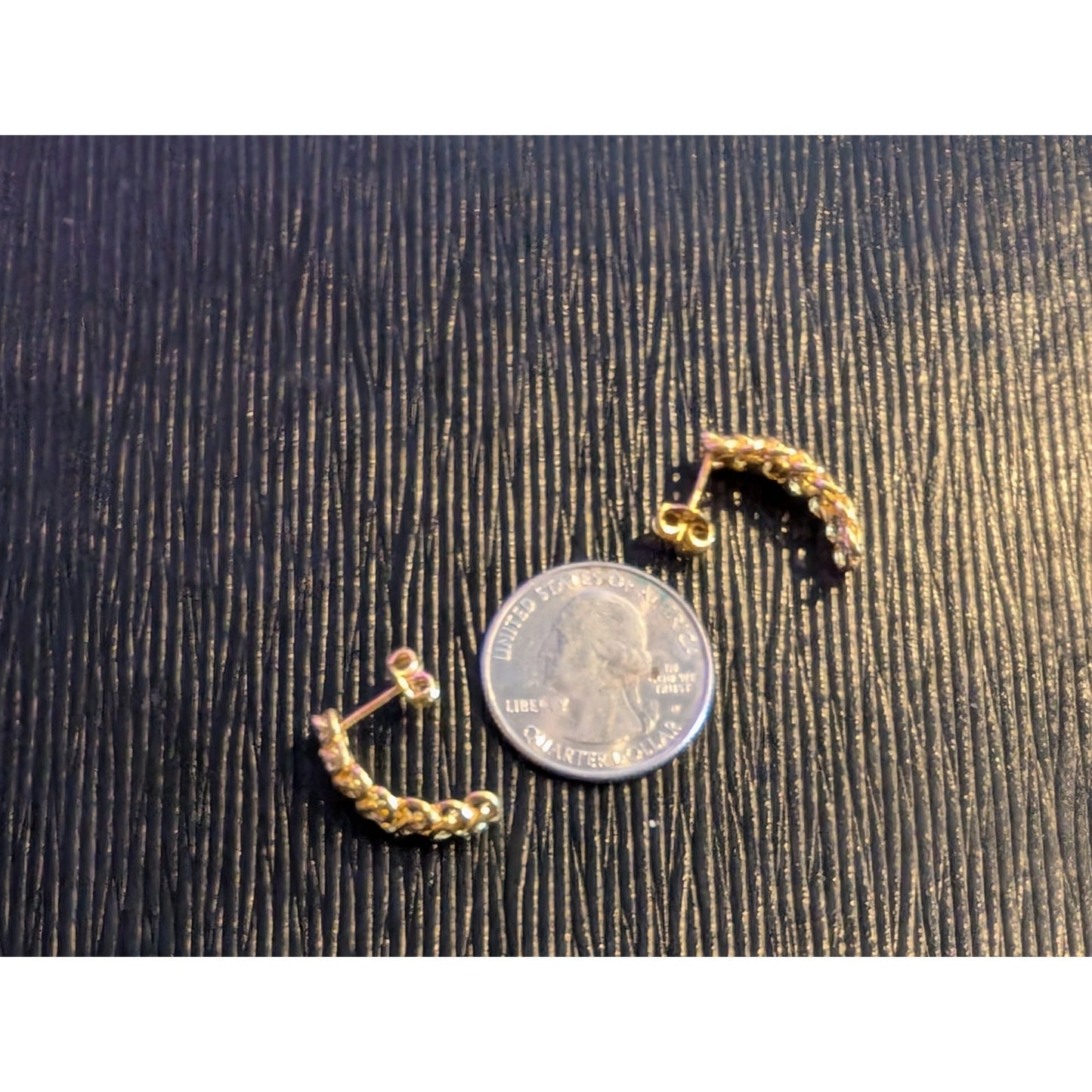 24K Gold Lacy Half Hoop Earrings W/ 21.6K Posts & Backs 6.56g