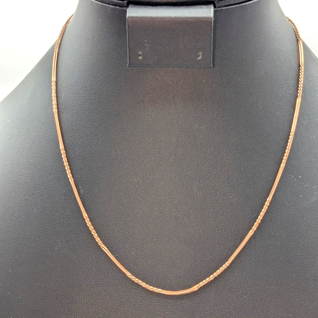 925 Italy Sterling Rose Vermeil Unique Textured Chain 18" Necklace