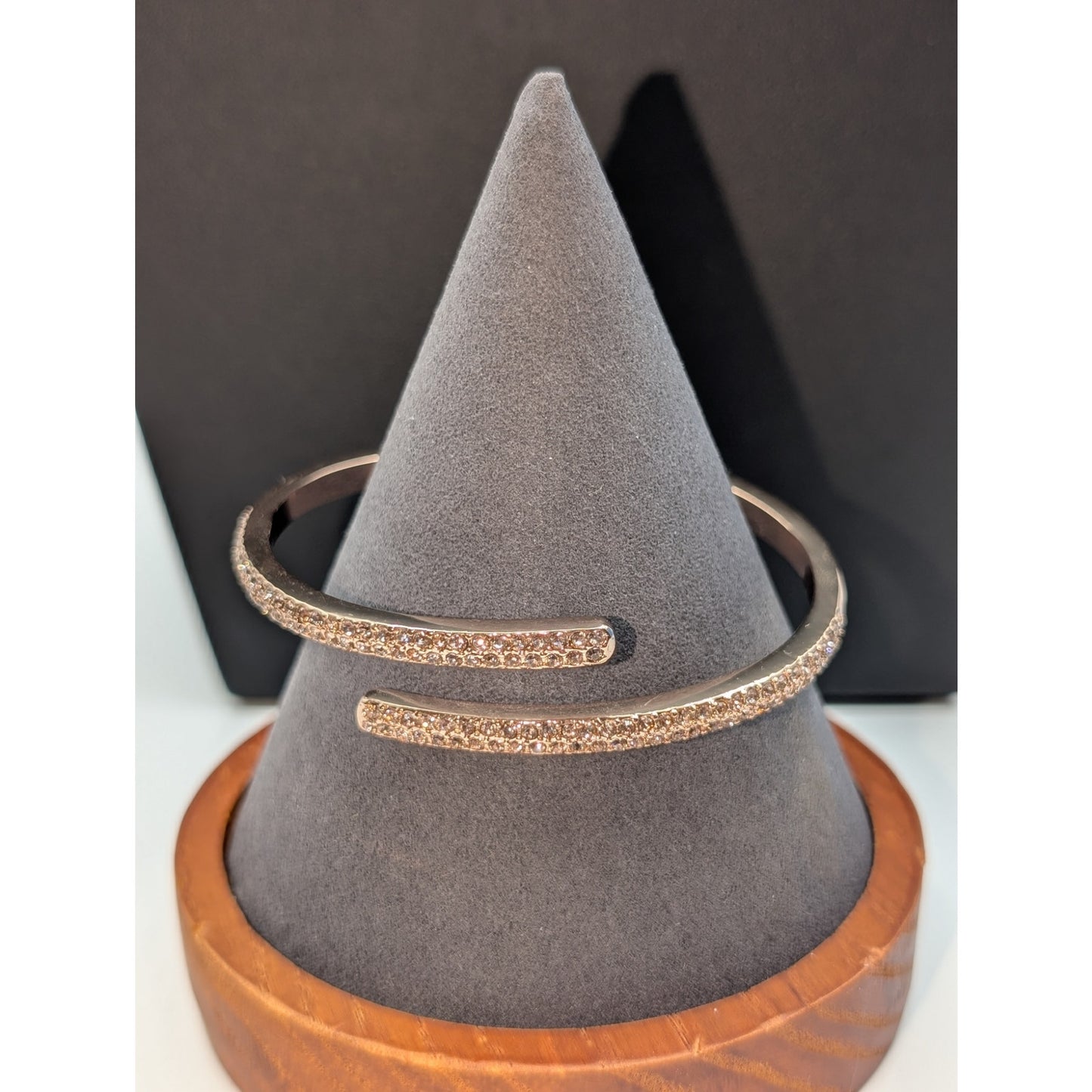 Marked Givenchy Rose Gold Tone Crystal Pave Bypass Cuff Bracelet