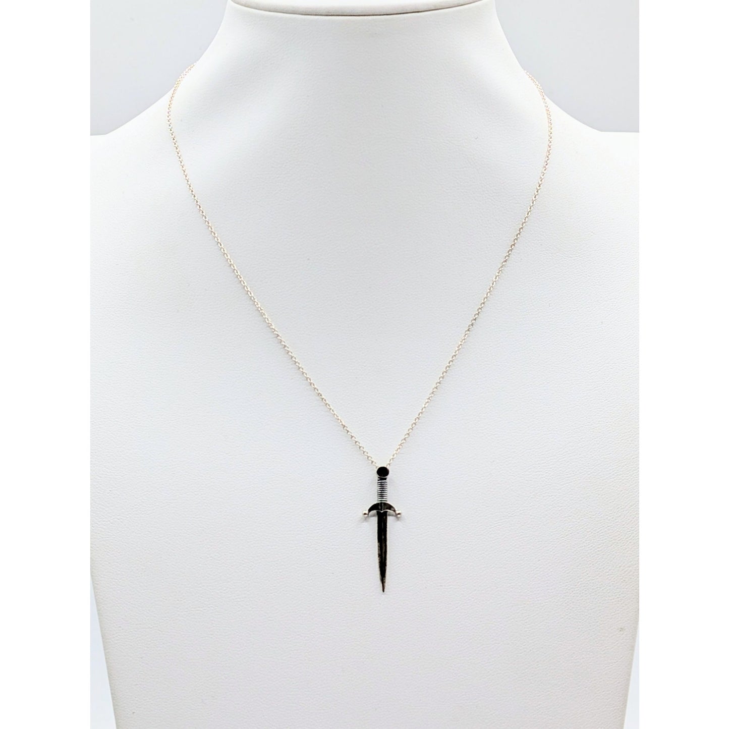 Vtg 925 Sterling Silver Stiletto Pendant Chain 16.5" Necklace