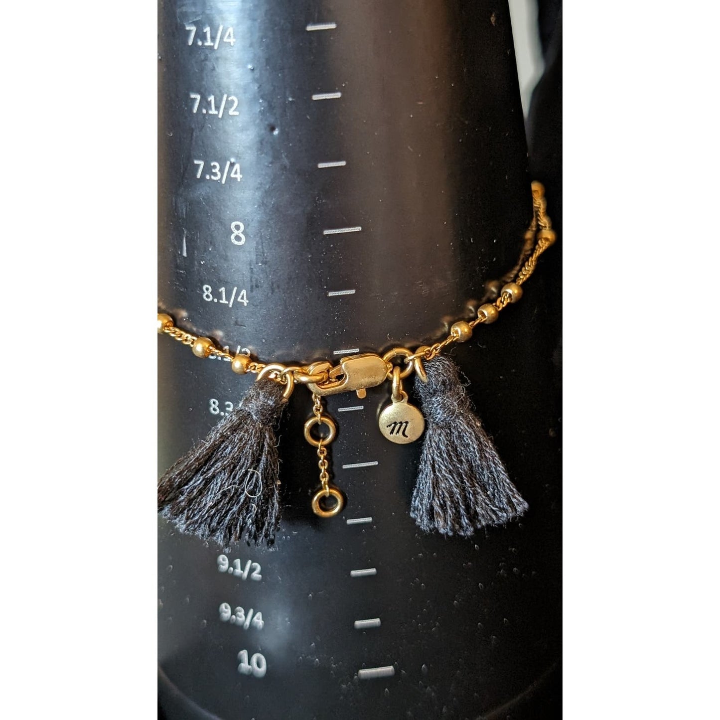 Madewell Jewelry Gold Tone Bead Bar Black Tassel Anklet/Bracelet