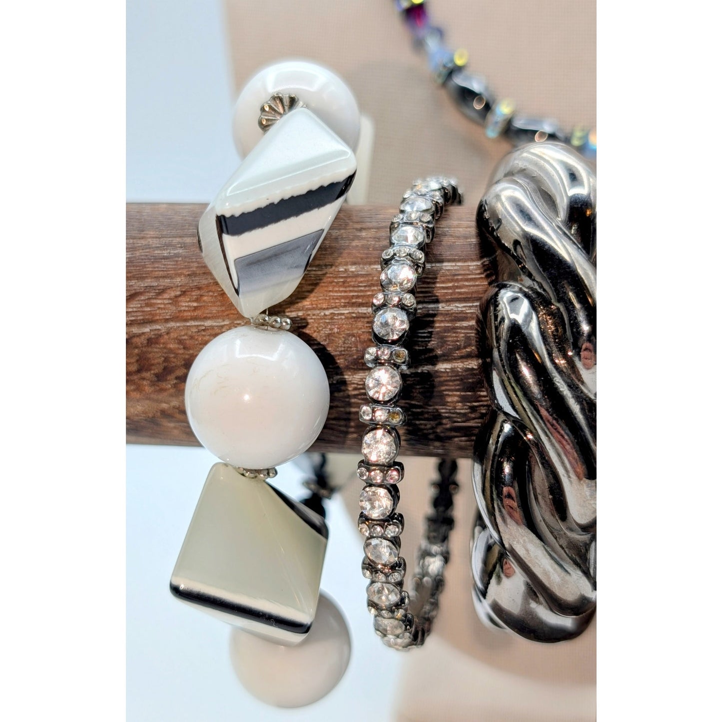 Lot of Eight Silver Tone Metallic Gray Coordinating Jewelry Pieces