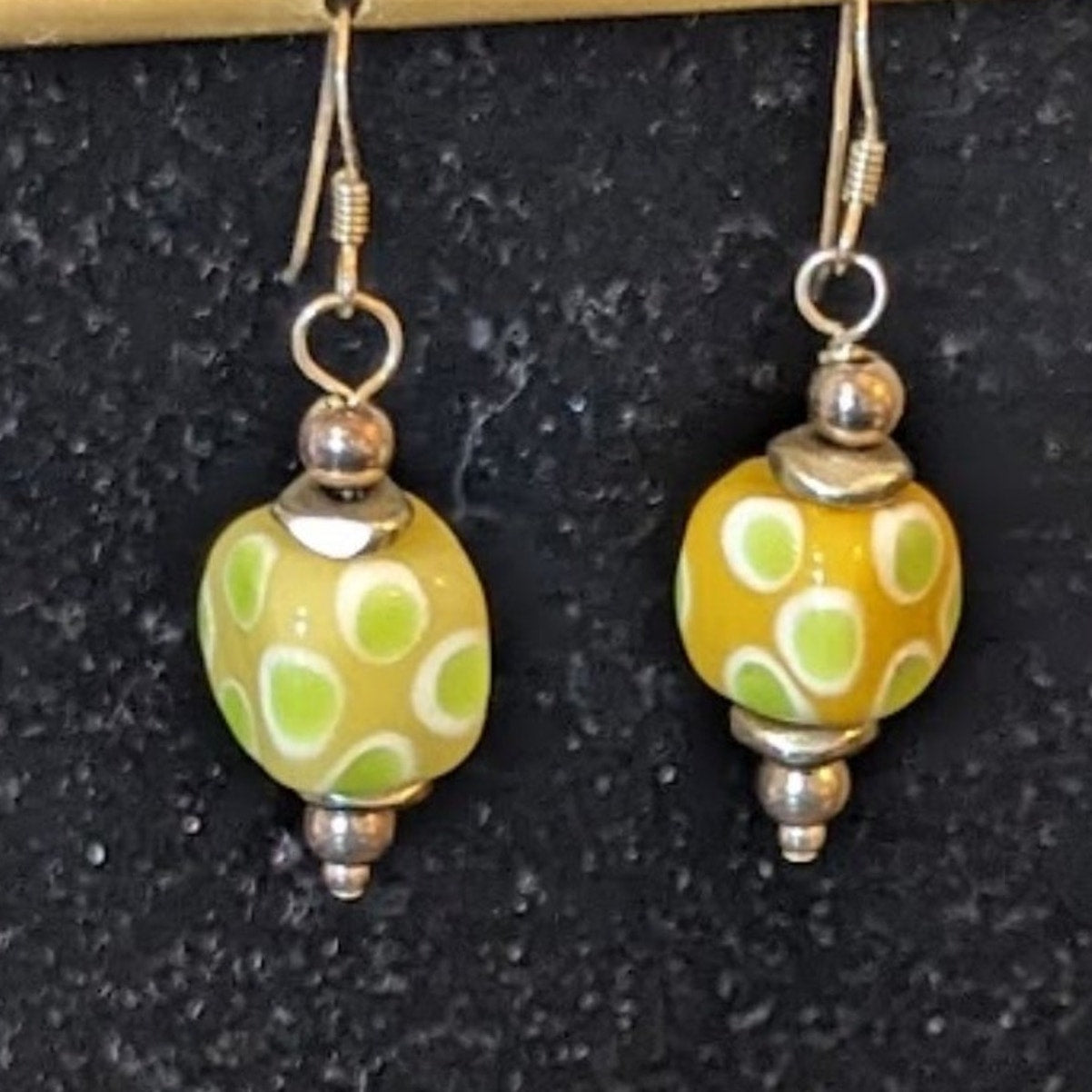 Two Pair of Yellow Earrings -- Hoops and 925 Fused Glass Dangles