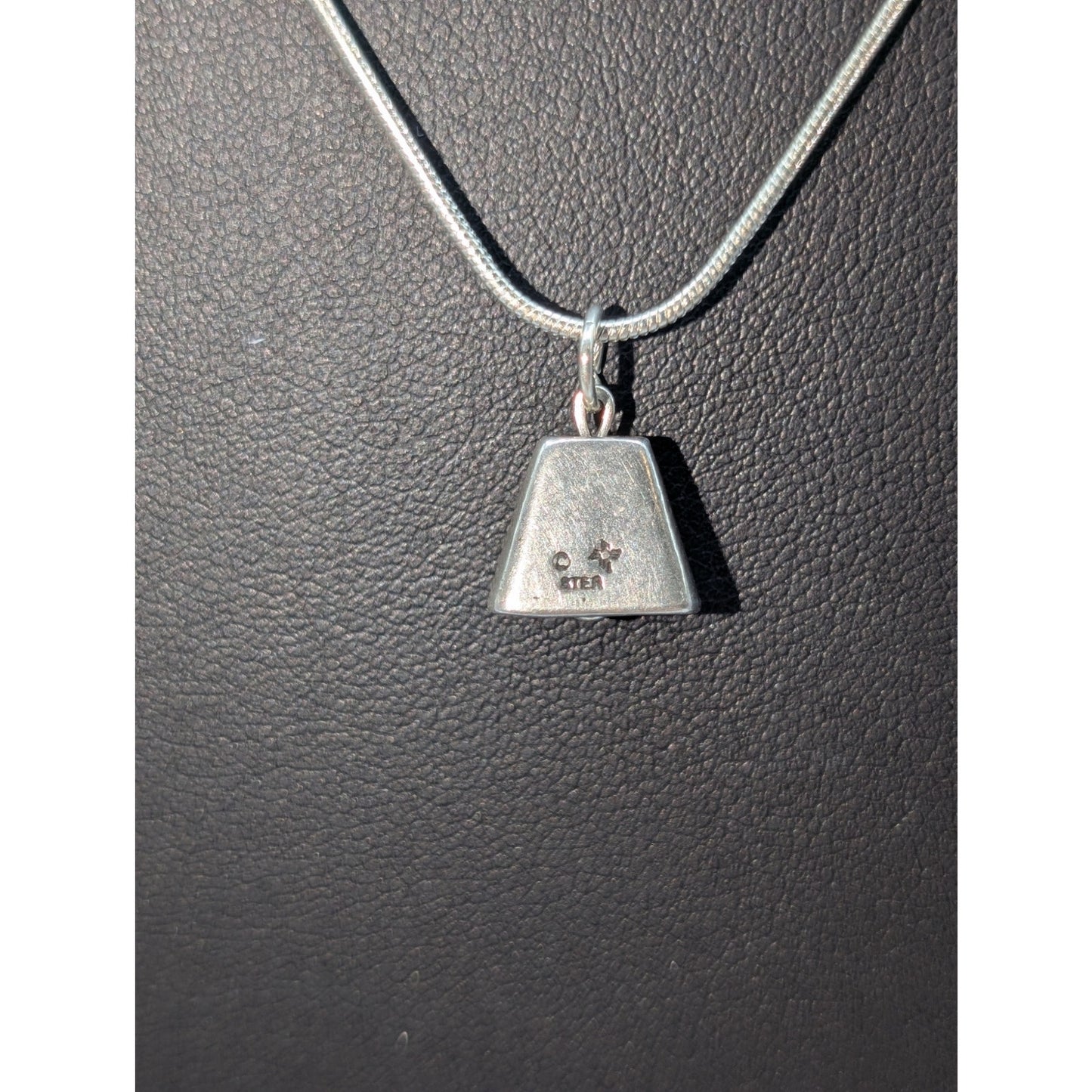 Vintage 925 Sterling Silver Cow Bell Charm Pendant Snake Chain 20.25" Necklace