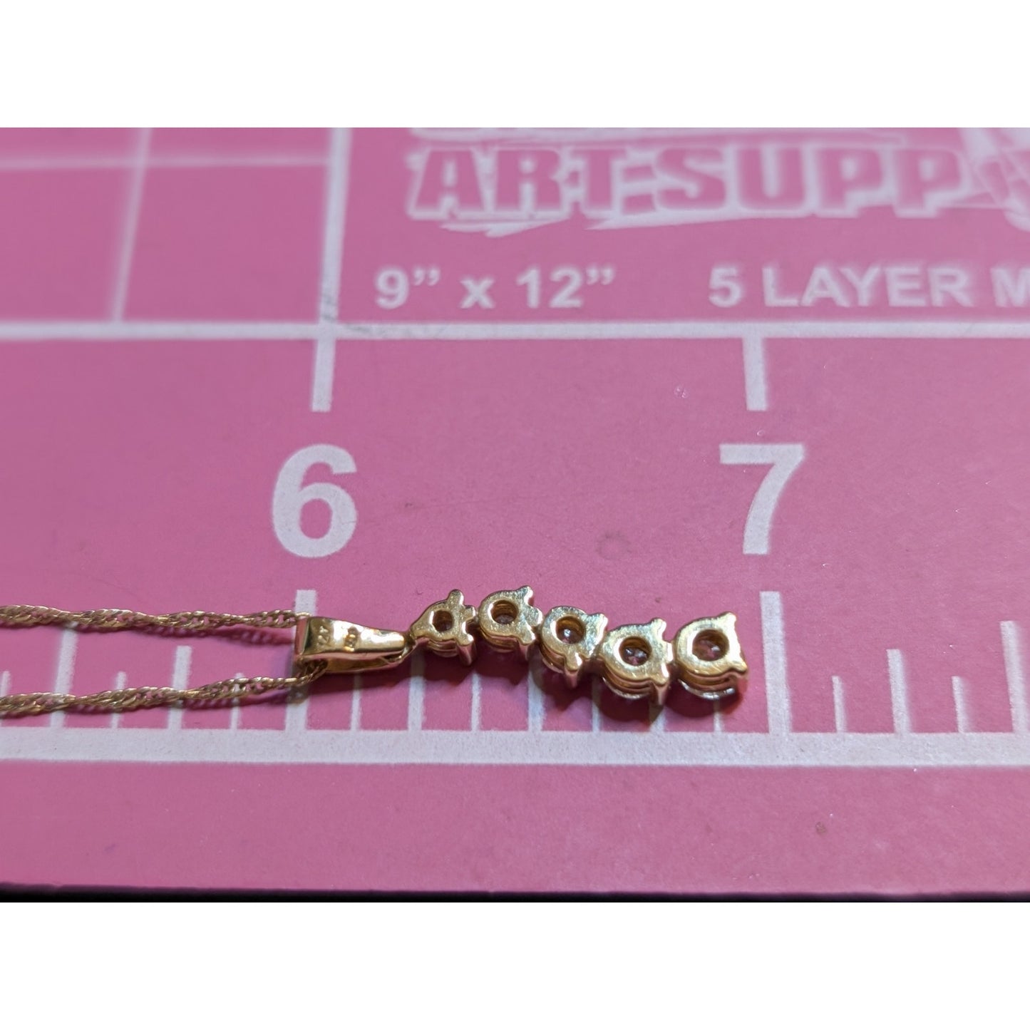 14K Yellow Gold Five Diamond Journey Pendant 18" Necklace