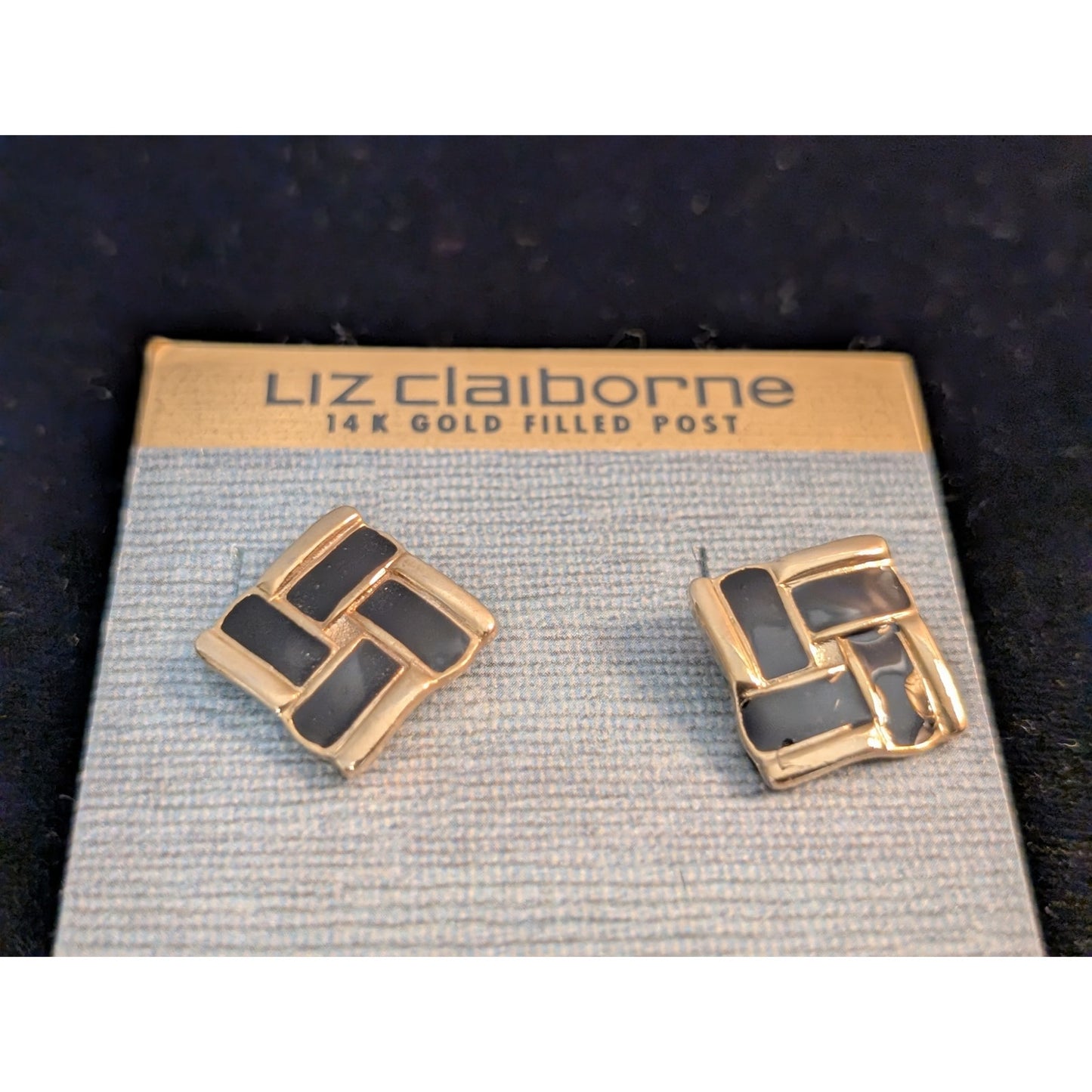 Lot of Two Vintage Black /Gold Post Pierced Earrings NWT