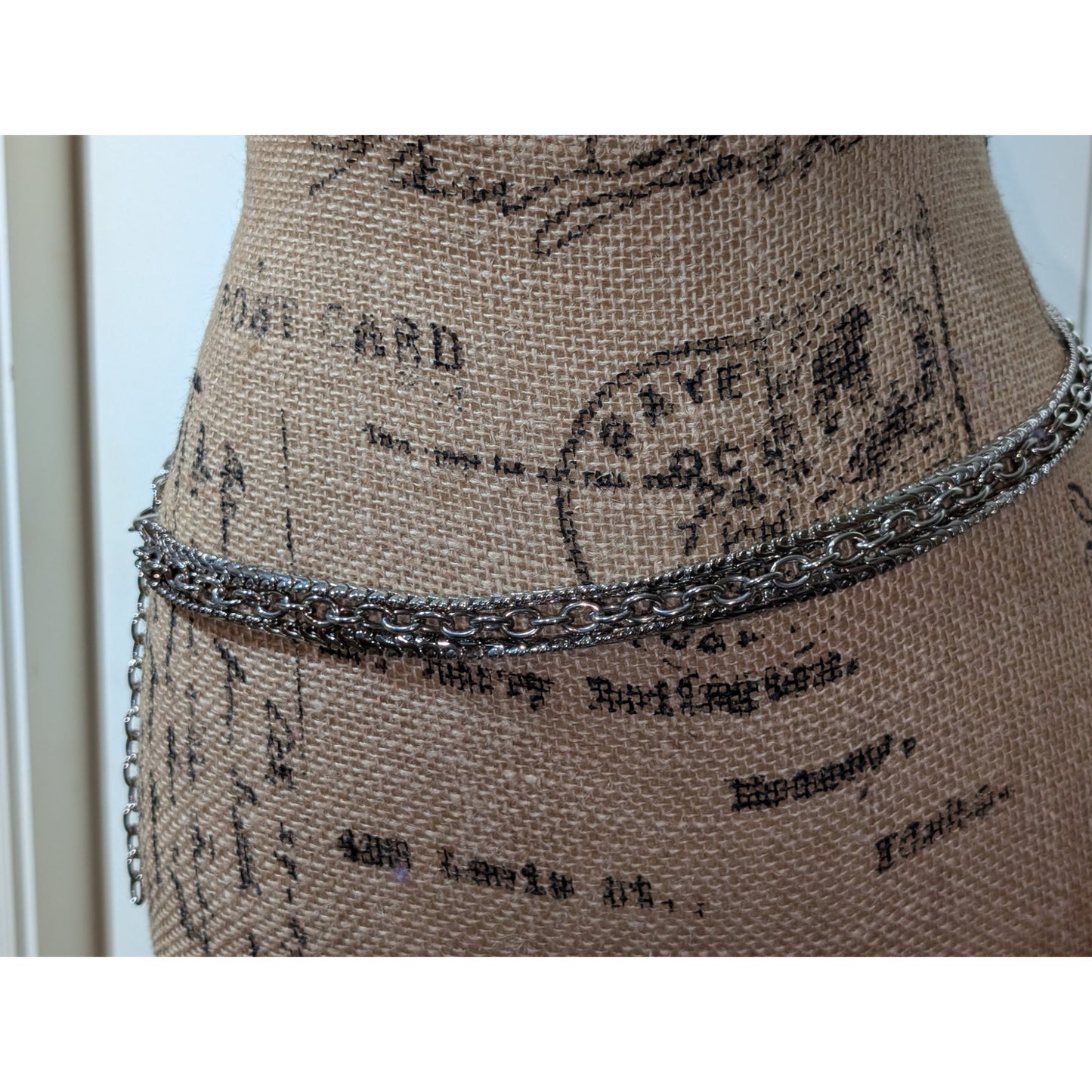 Vintage Heavy Silver Tone Three Strand Chain 32"-37" Belt