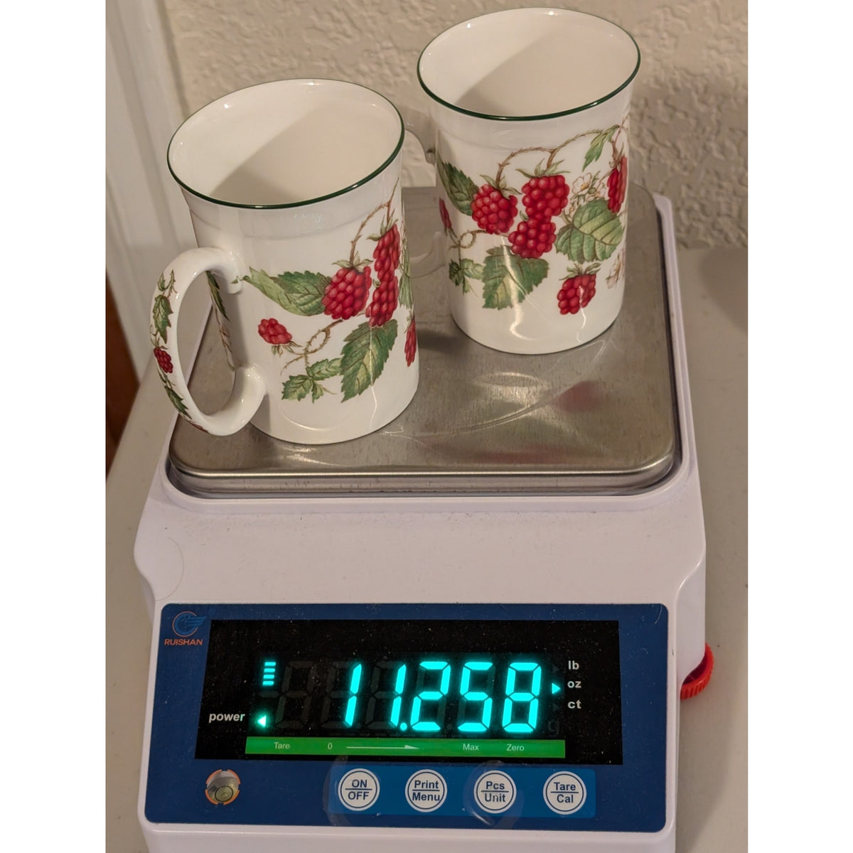 Pair of Roy Kirkham 1990 Raspberry Fruit Garden Fine Bone China England Tea Cups