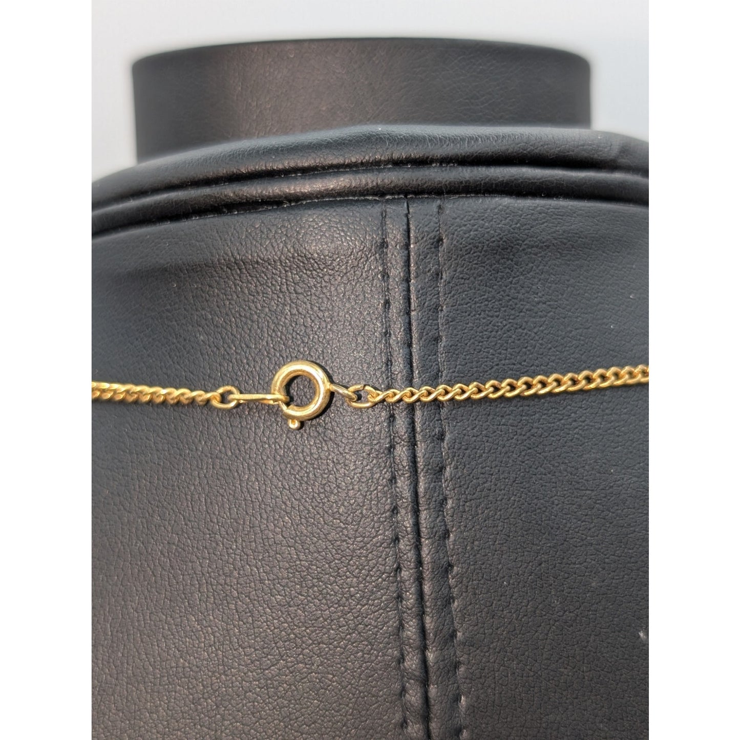 Vintage 14K Gold Electroplate Blue & Clear Stone Gold Tone Chain17" Necklace