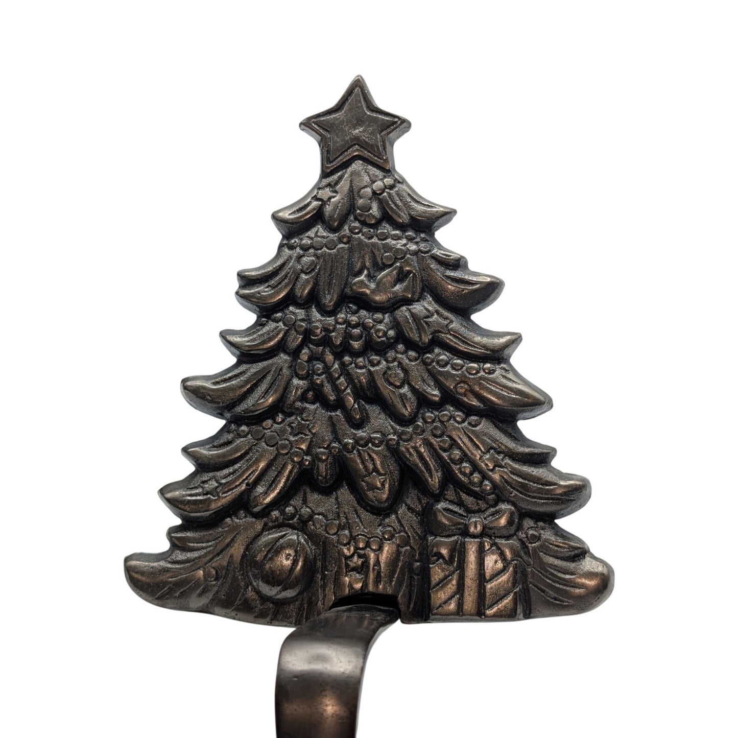 Christmas Tree Heavy Silver Cast Iron Stocking Hanger
