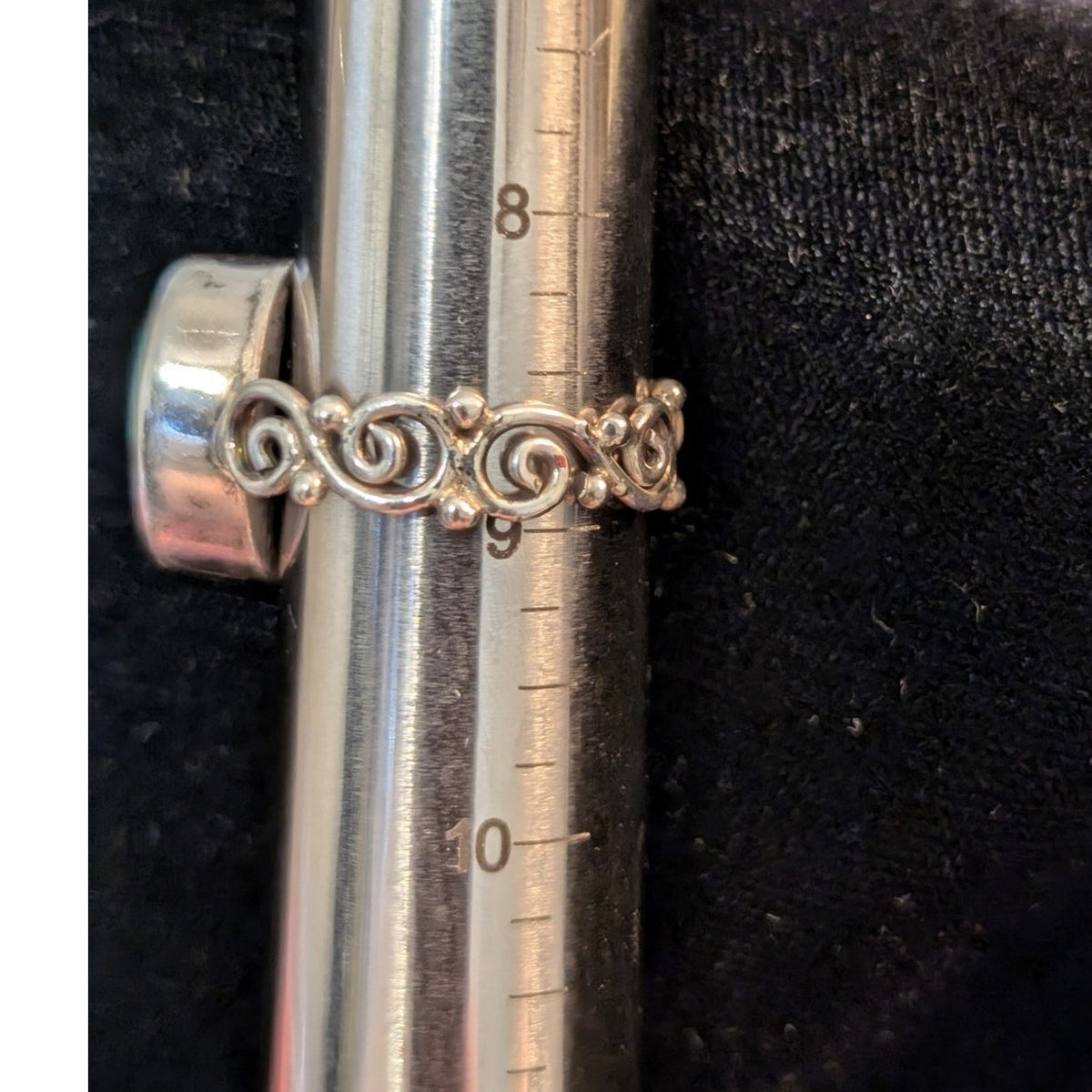 Turquoise 925 Sterling Silver Filigree Band Ring Size 8.75