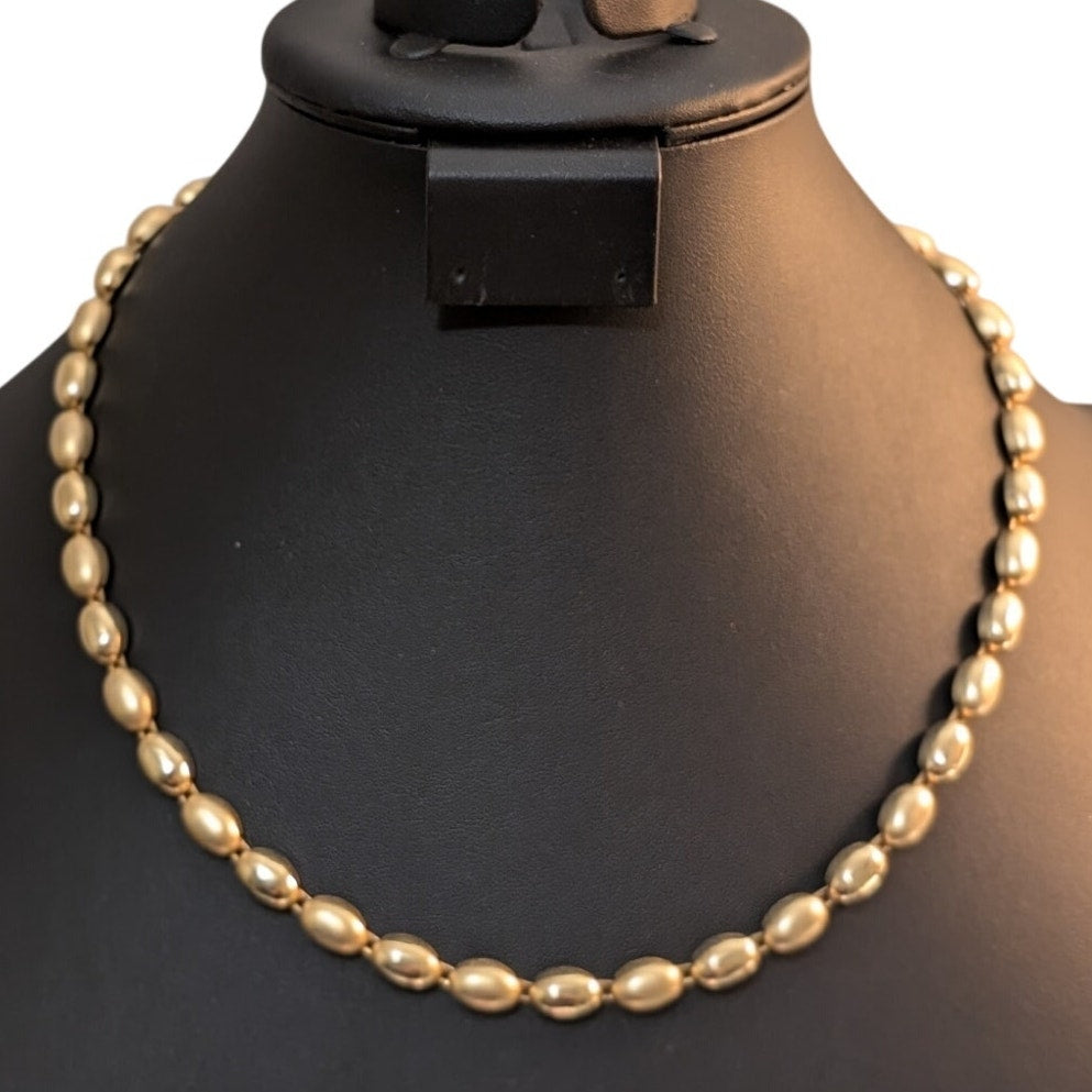 Satin & Polished Finish Gold Tone Beaded 18"-20.5" Necklace