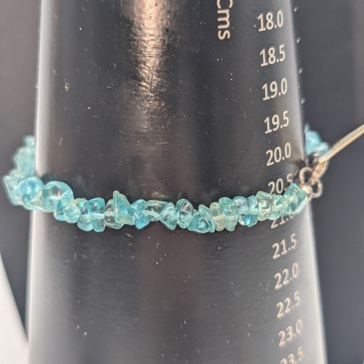 925 Sterling Silver Blue Polished Glass Chip Bracelet