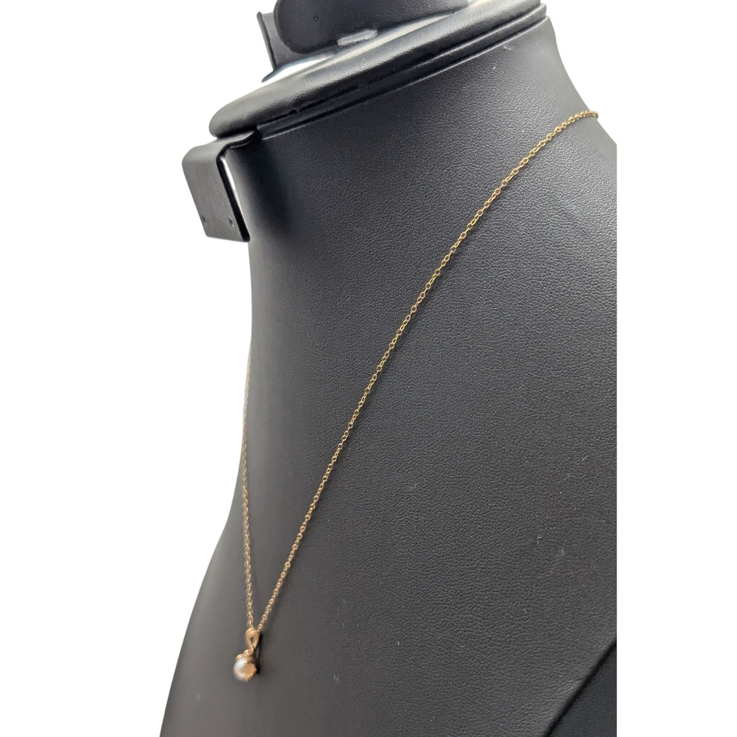 14K Yellow Gold Approx. 5mm Genuine Pearl & Diamond Pendant Chain 18" Necklace