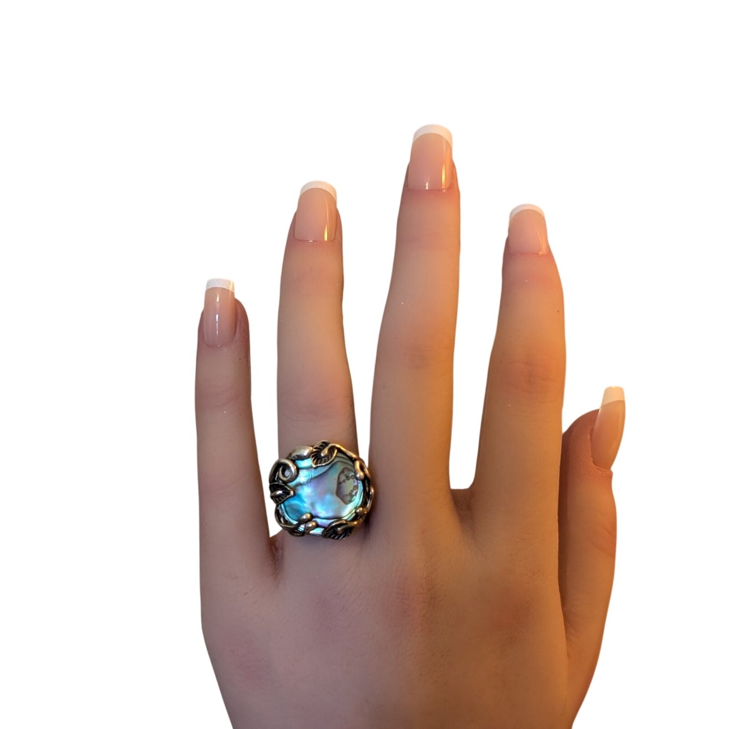 CFJ Collins Fine Jewelry 925 Thailand Sterling Abalone Leafy Vine Ring Size 5.5