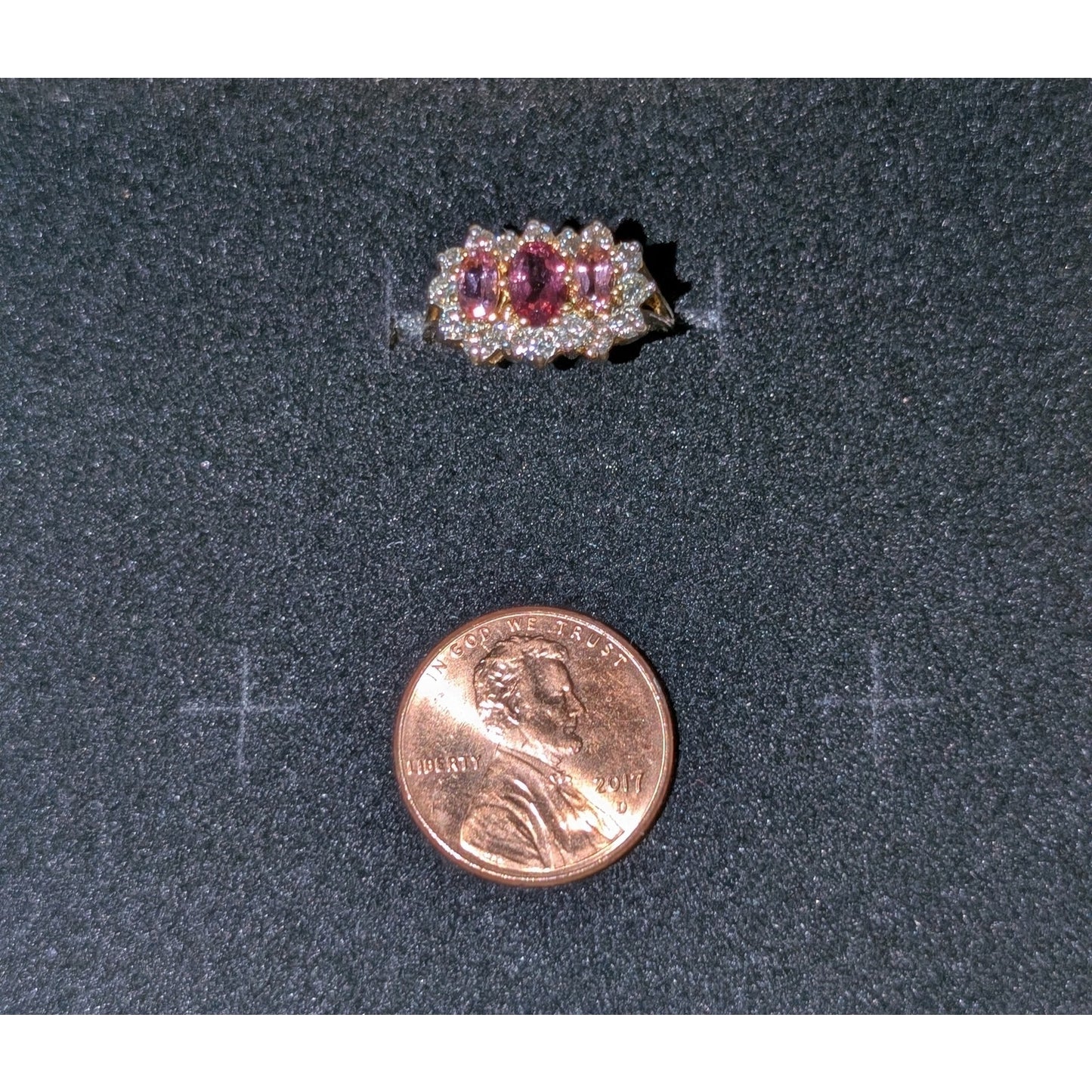 Vintage Early 2000's 18k Pink Tourmaline and Diamond Ring Sz 5.25-5.50