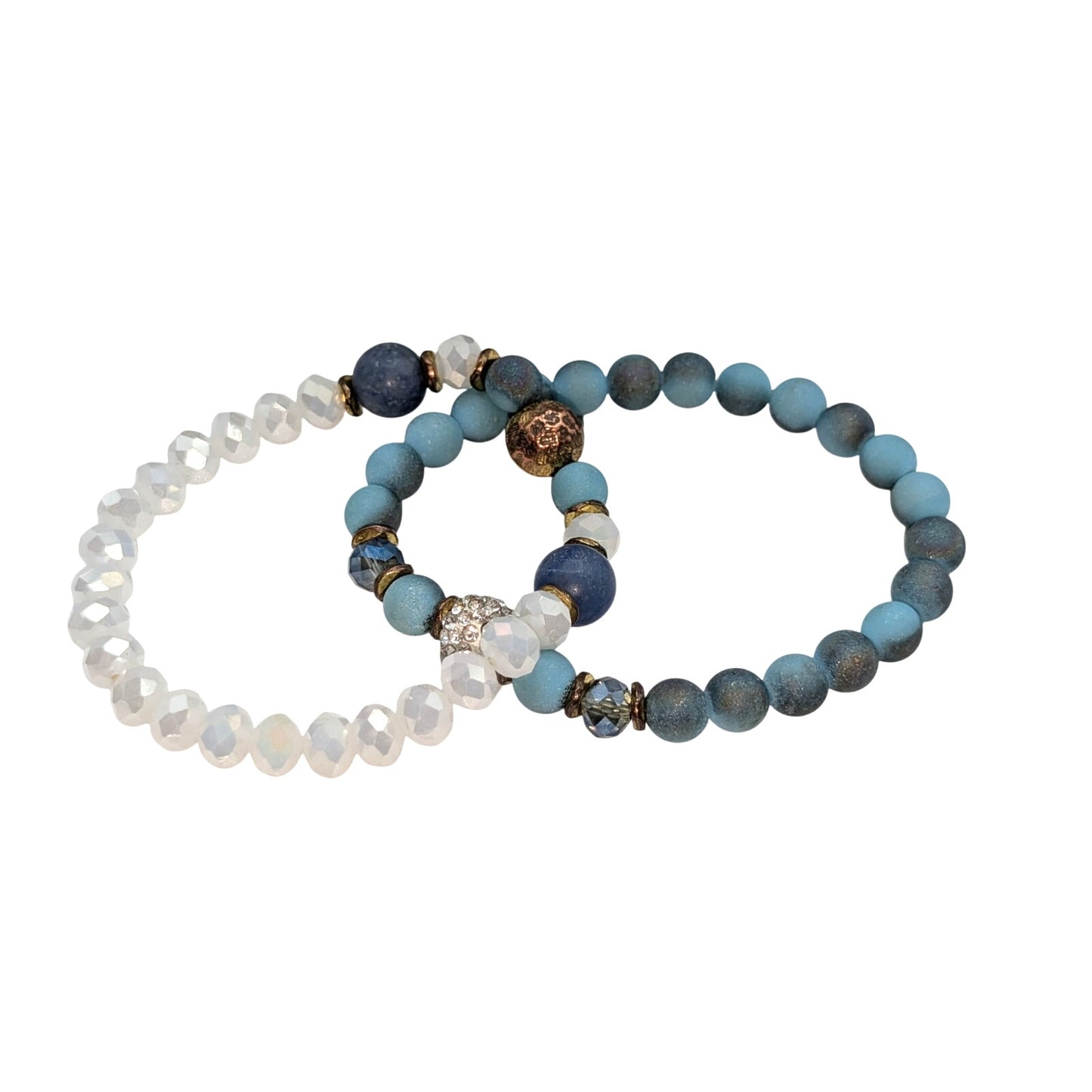 Lot of 3 Plus 2 Stone Beaded Stretch Bracelets