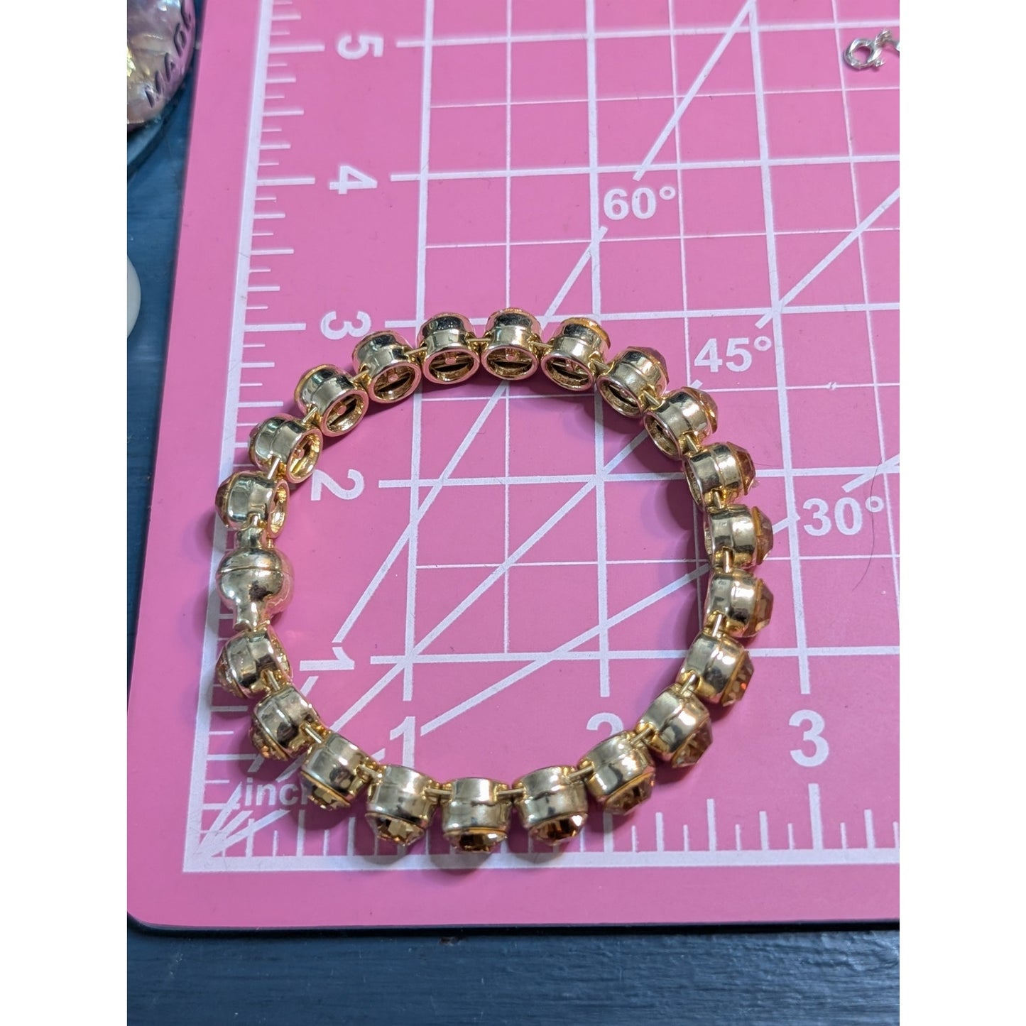 Topaz Crystal Gold Tone Magnetic Close Bangle Bracelet