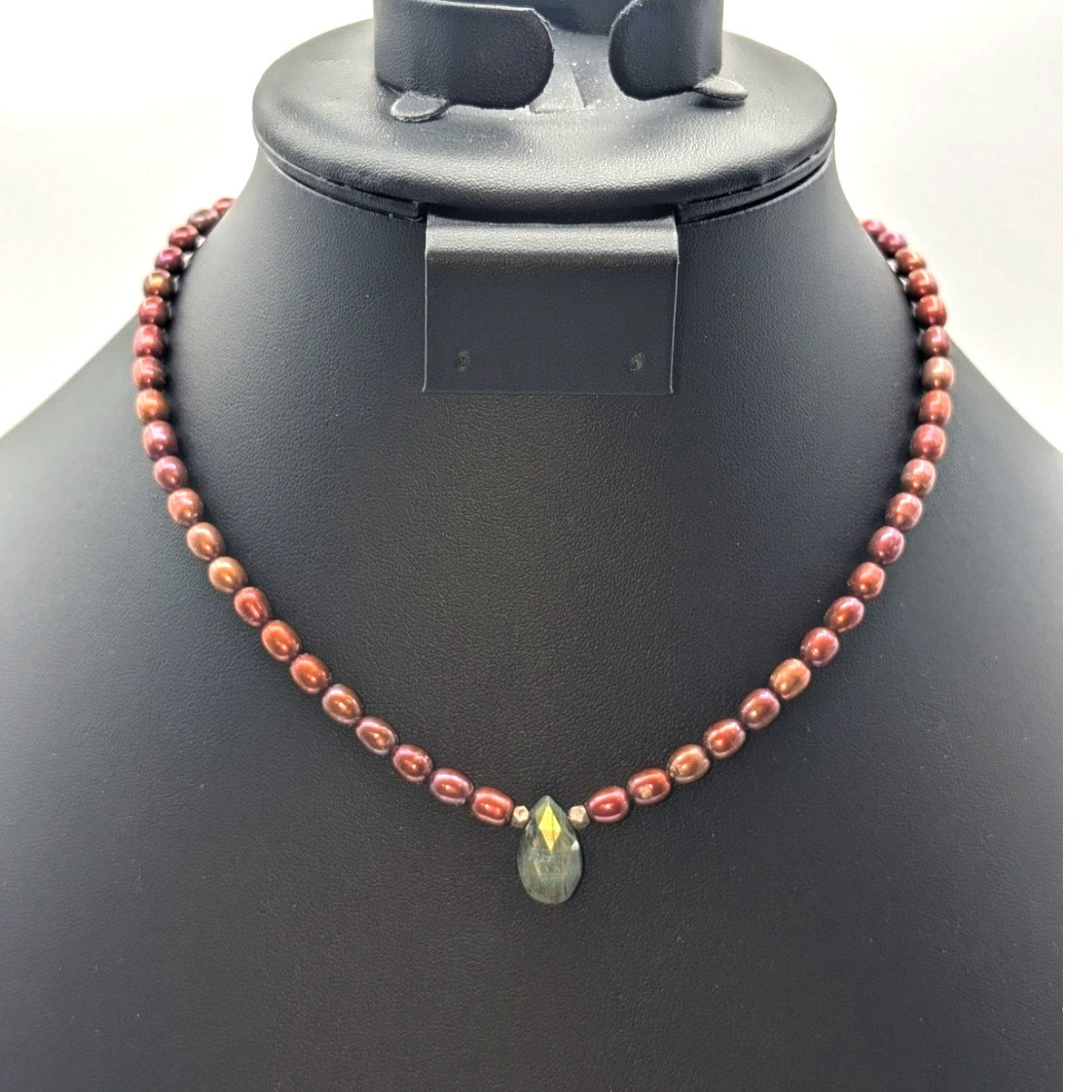 Copper Freshwater Pearl Labradorite Crystal Silver Toggle Clasp 16.25" Necklace