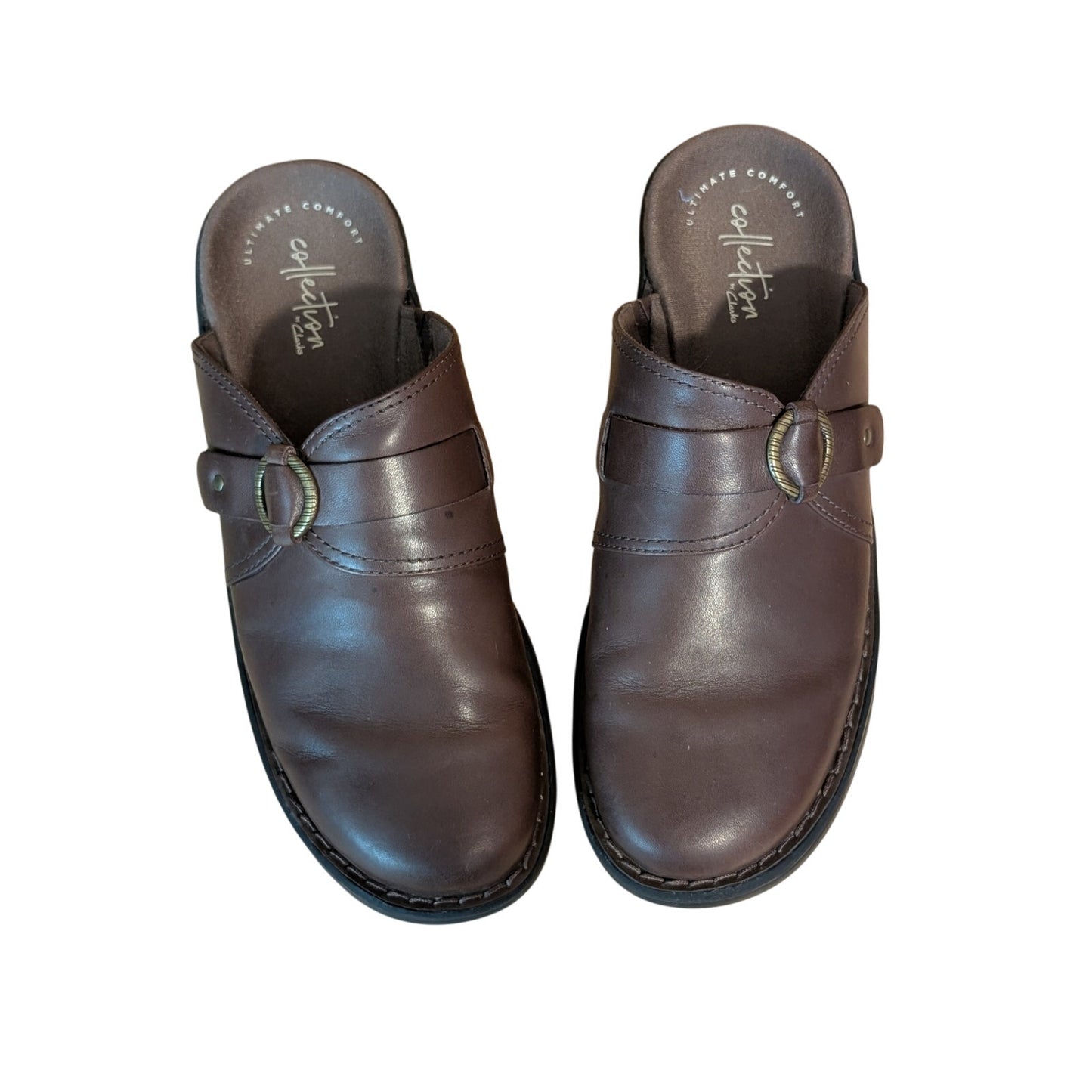 CLARKS Collection Women's Patty Keren Dark Brown Leather Mules Size 8