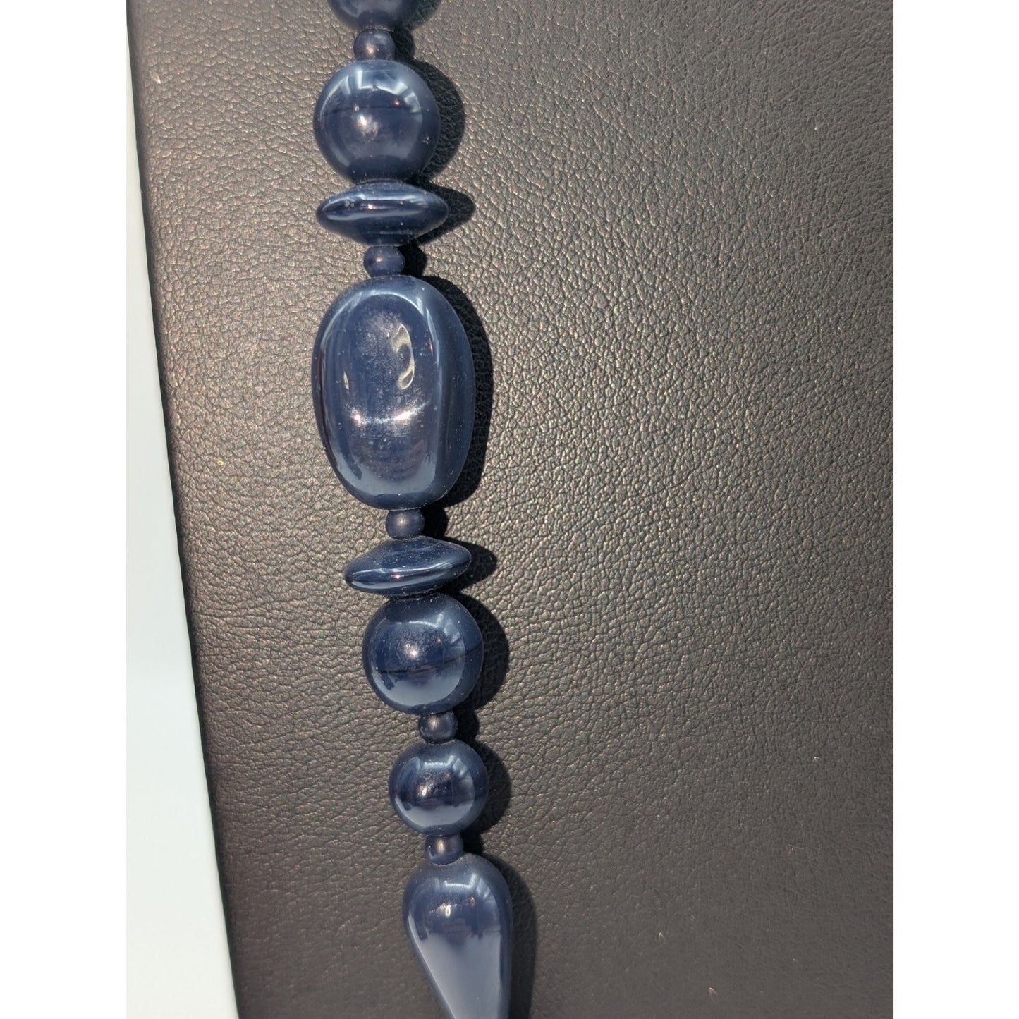 Navy Glass Multi-Shape Bead 36" Single Strand Necklace W/ Lobster Clasp