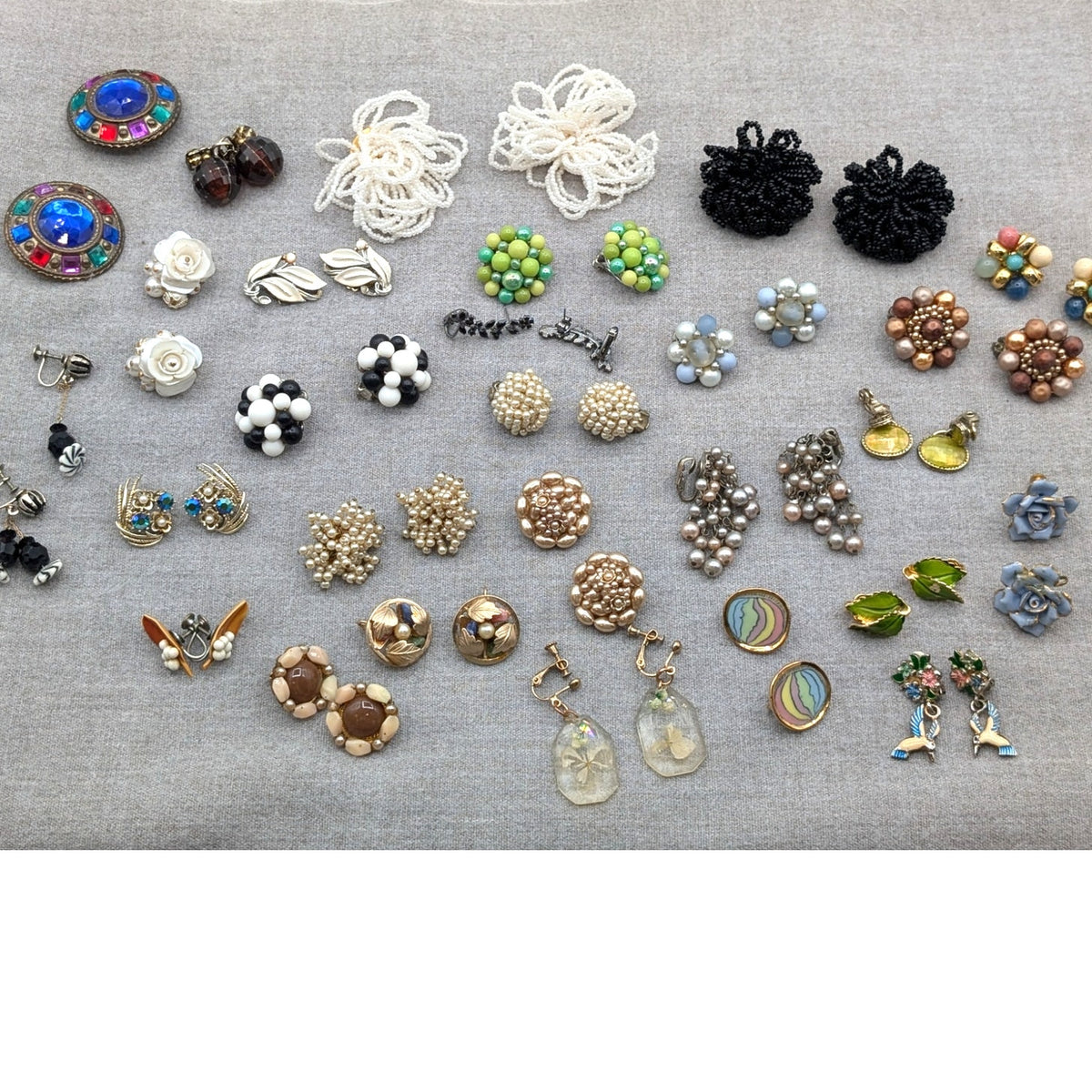 Lot of 27 Pair Vintage Clip On Screw Back Many 'Japan' Earrings