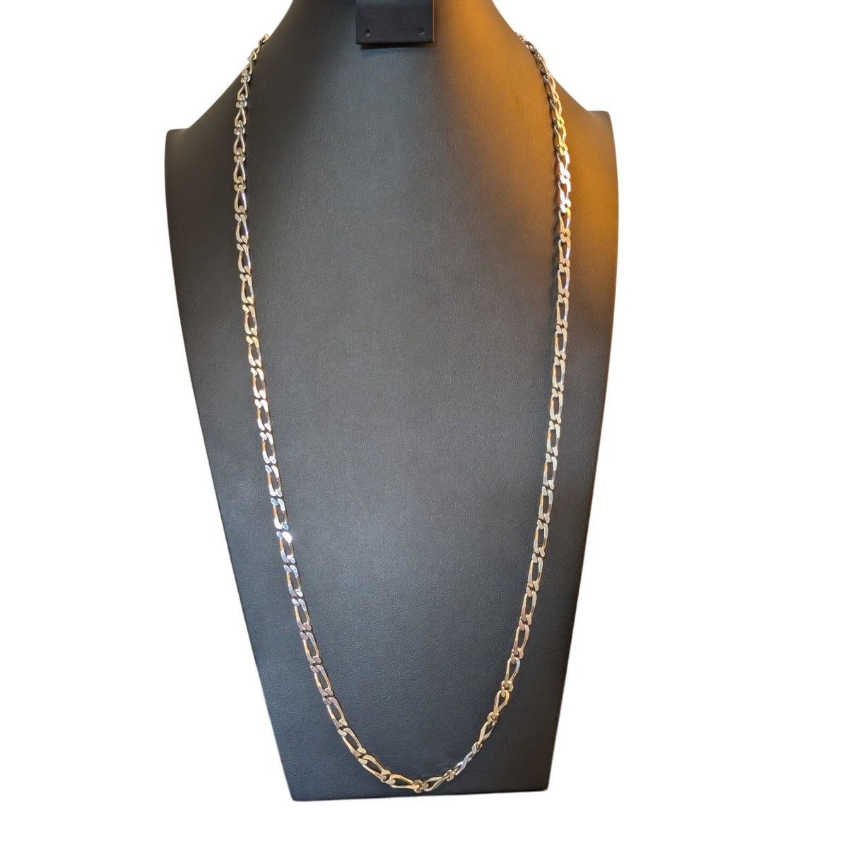 Vintage Monet Sparkling Silver Tone Figaro Chain Link 36" Necklace
