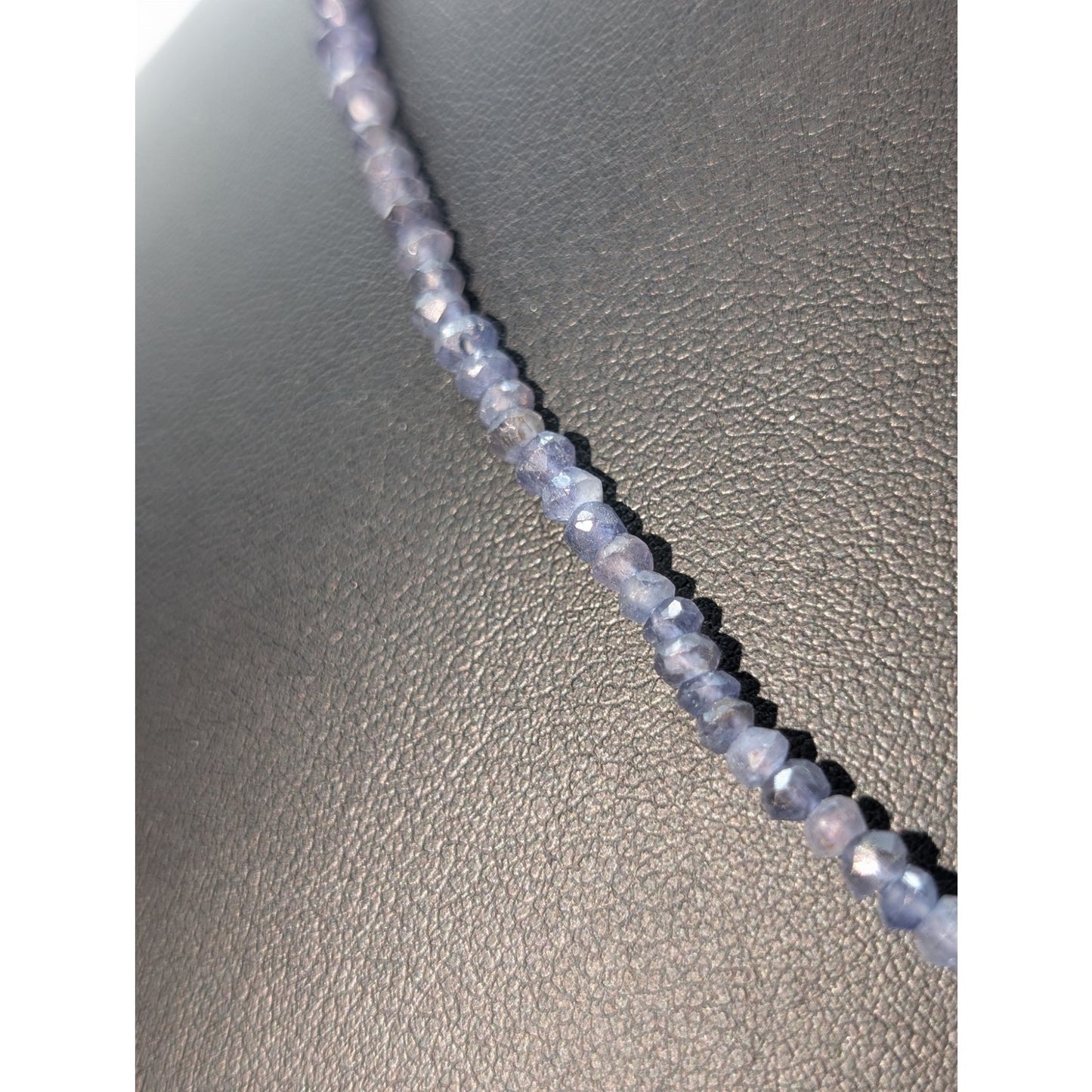 925 Sterling Silver 3mm Tanzanite Crystal Bead Medallion Pendant Necklace