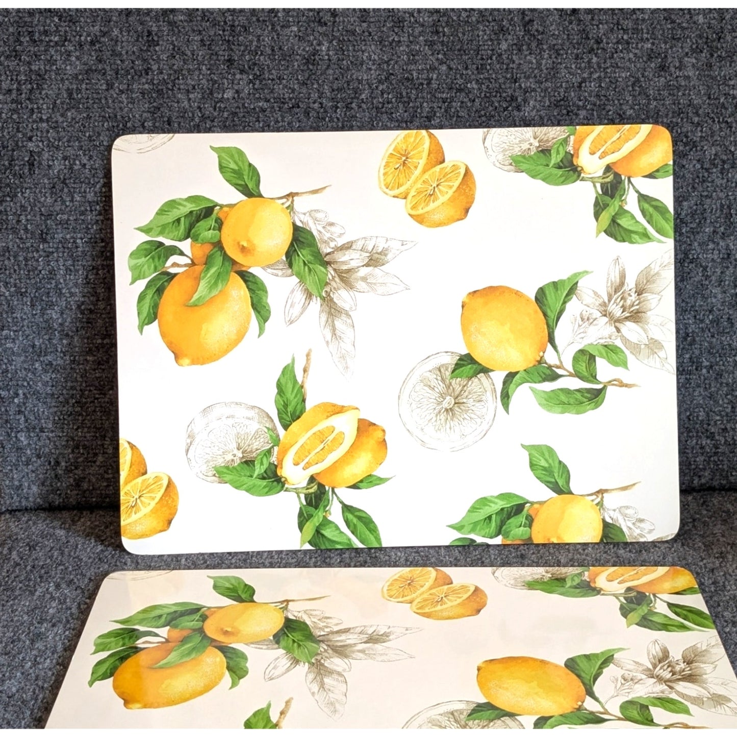 Benson Mills Italian Lemons Cork Back Set of Four Easy Clean Placemats 12 x 16