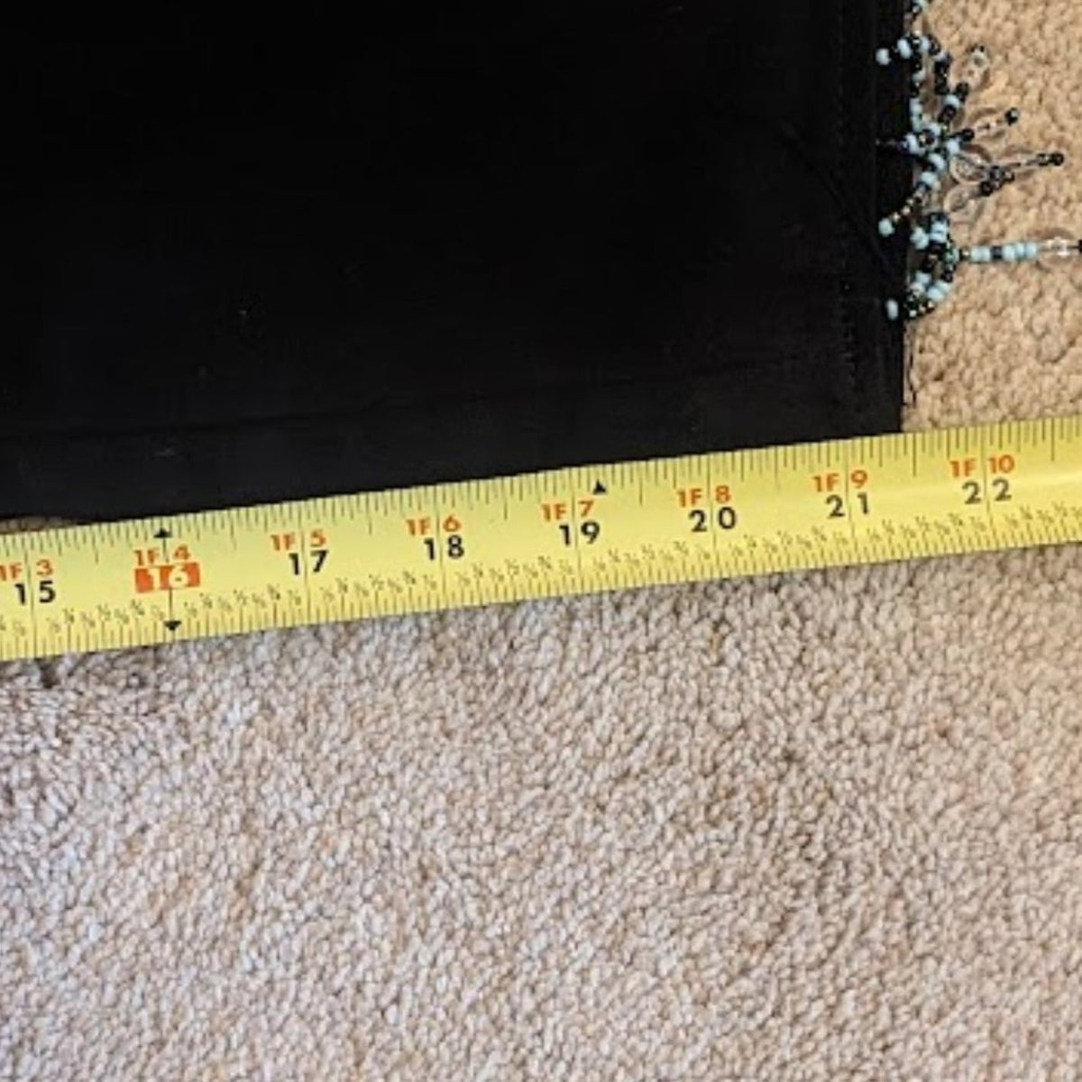 Vintage Studio Black Beaded Fringe Cotton Stretch Capri Pant Women's Sz 16.