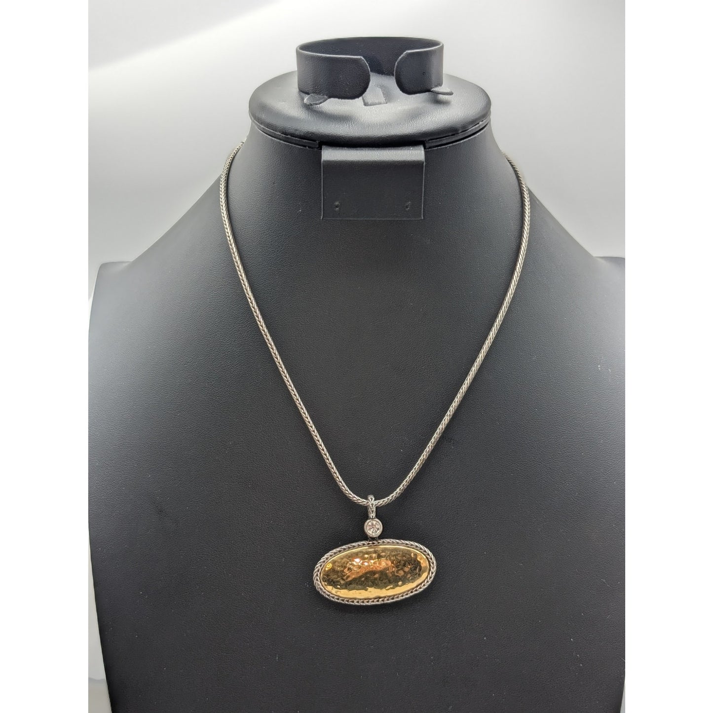Premier Designs Trendsetter Hammered Oval Gold & Silver Tone 16"-18" Necklace