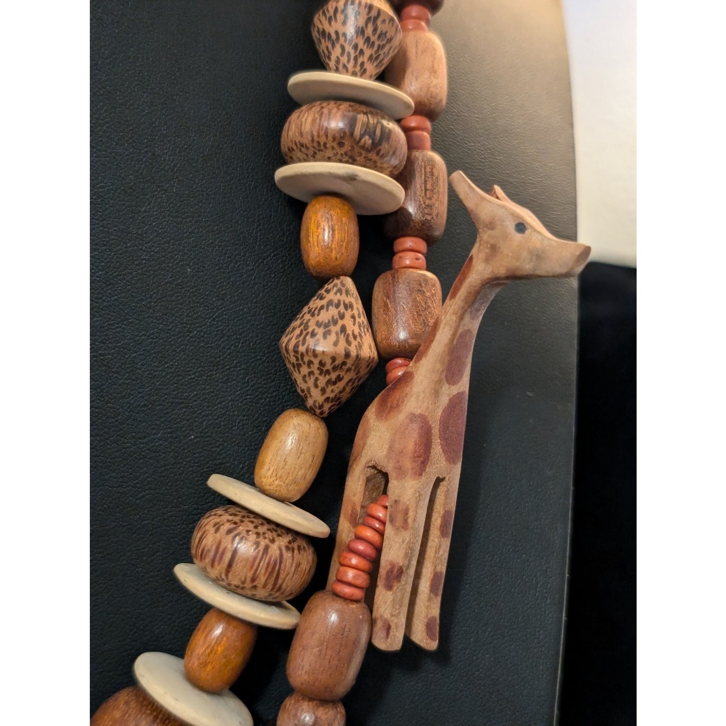 Lot of Two Vintage Tribal Ethnic Wooden Carved Animal Bead Necklaces
