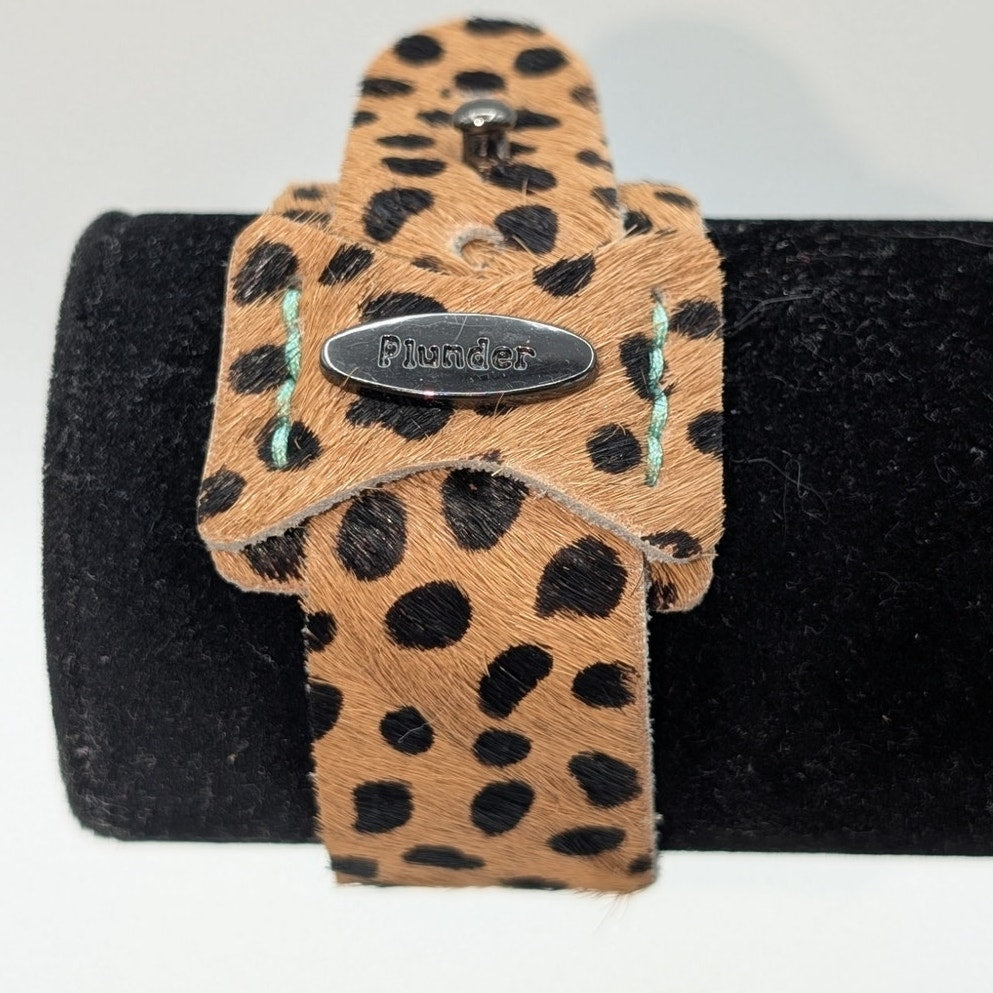 Plunder Faux Cheetah Hair on Hide Strap Bracelet