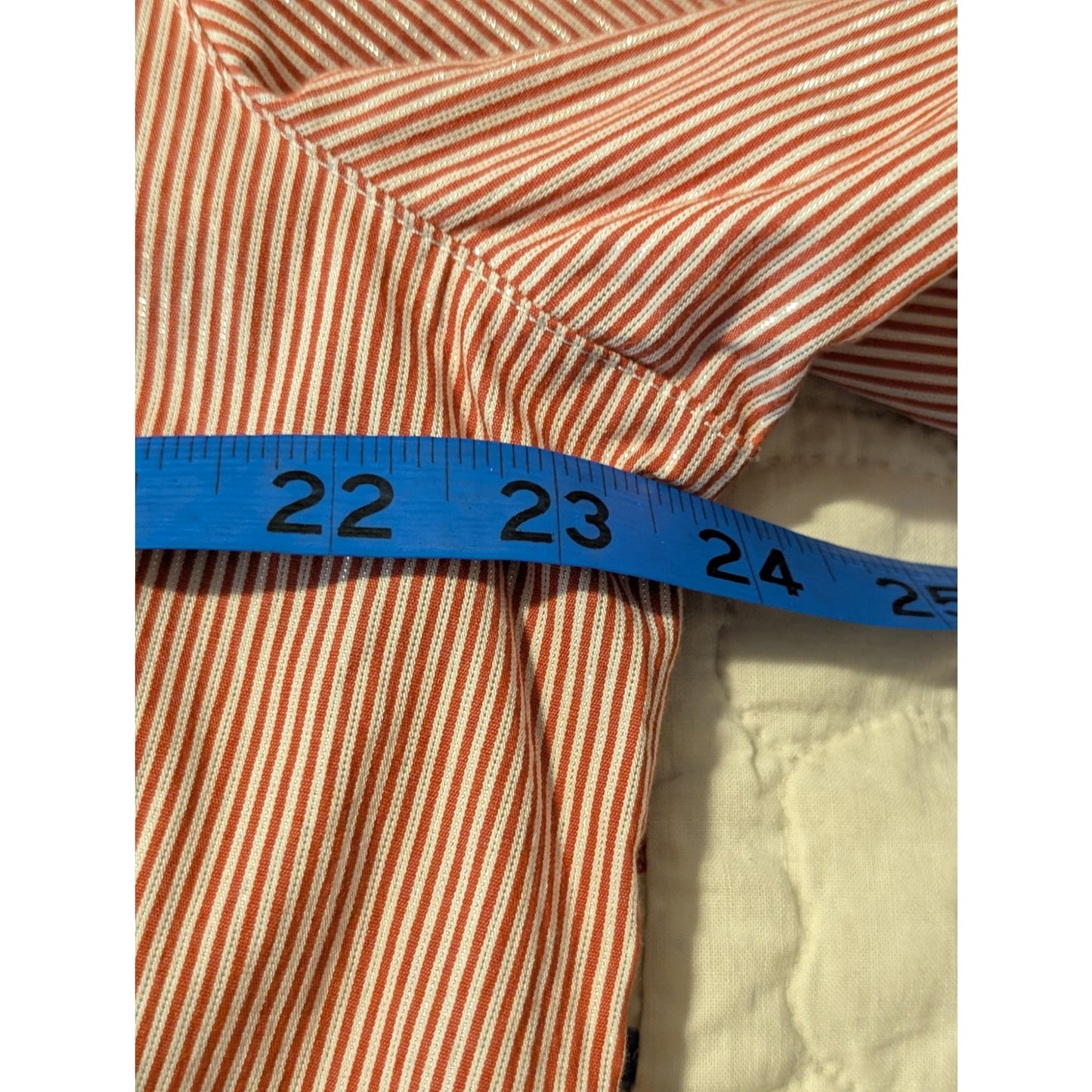 Chico's Red Silver Metallic Stripe Button Front Blouse Womens Size 3 (XL-16)