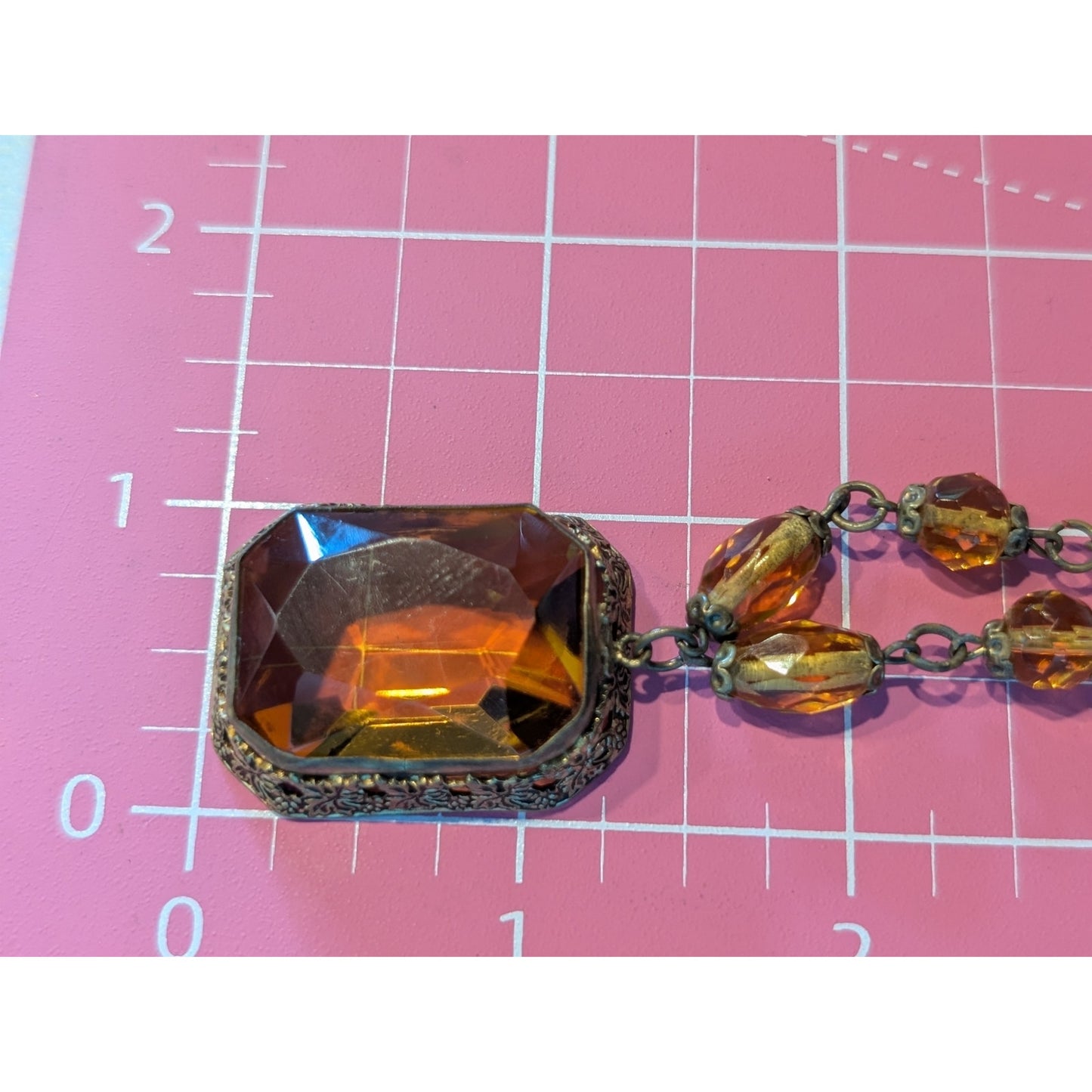 Vintage Antique Signed Czech Edwardian Nouveau Bohemian Glass Choker Necklace