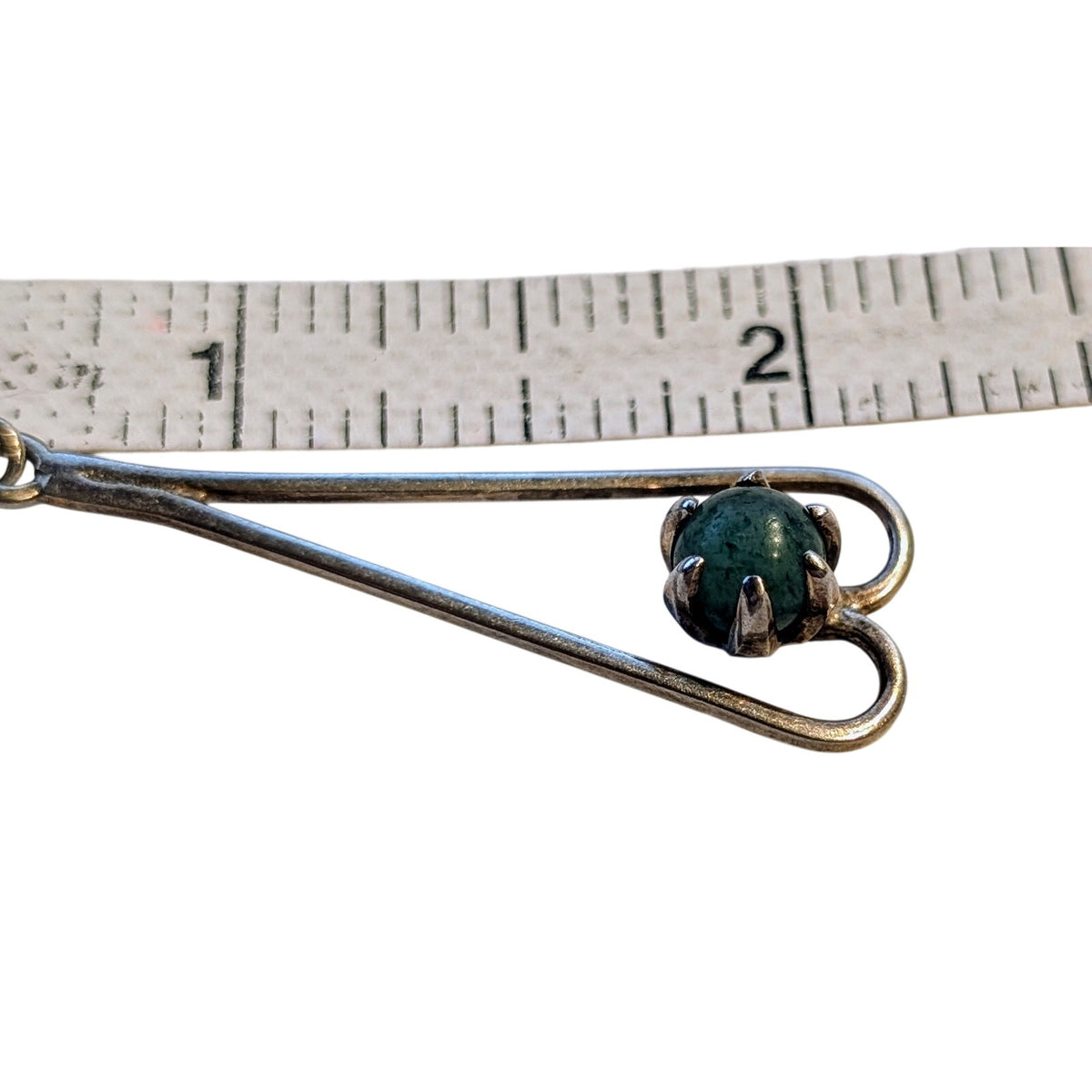 Vintage 925 Sterling Green Prong Set Round Stone Drop Dangle Earrings