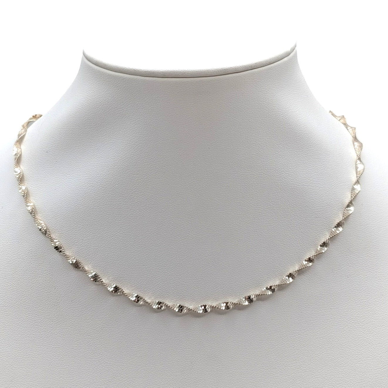 925 Italy Sterling Silver Twisted Herringbone 16" Chain Necklace