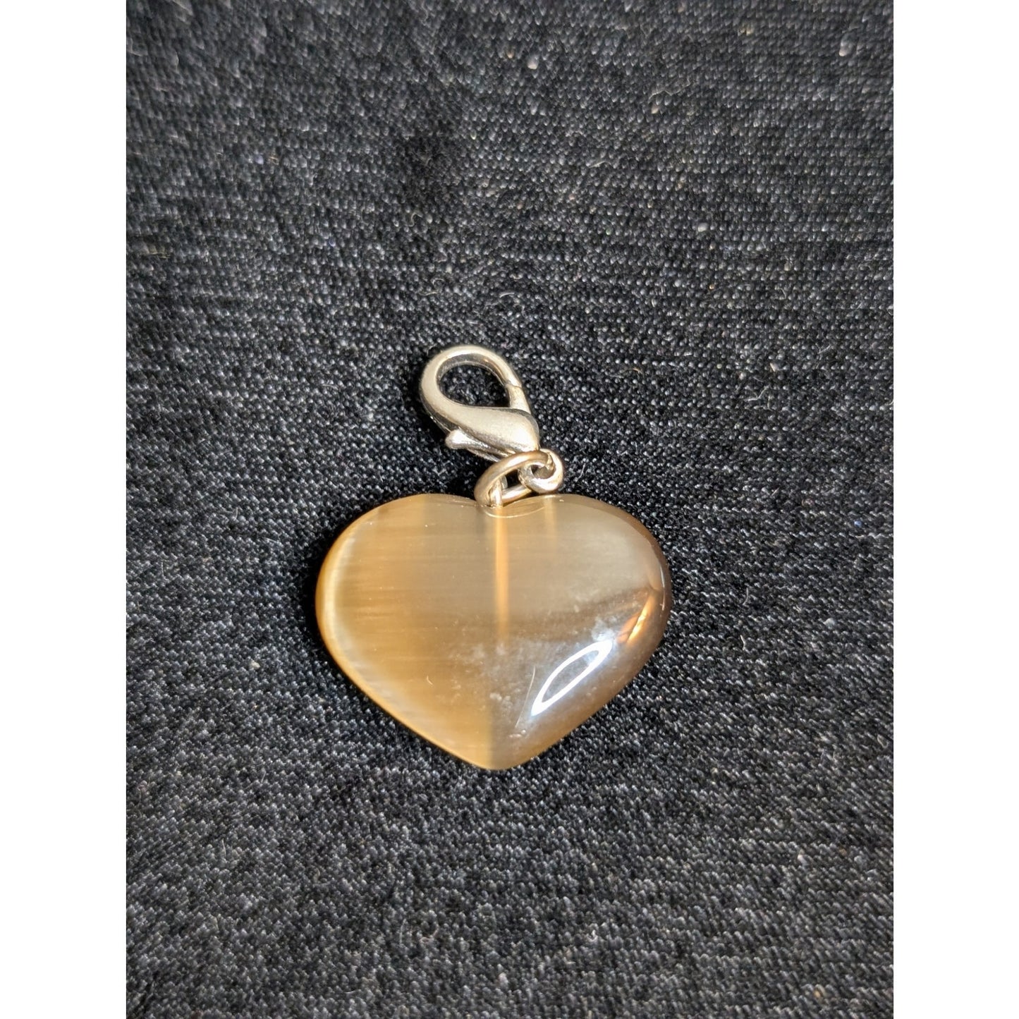 Vintage Brown Cats Eye Glass Heart Charm