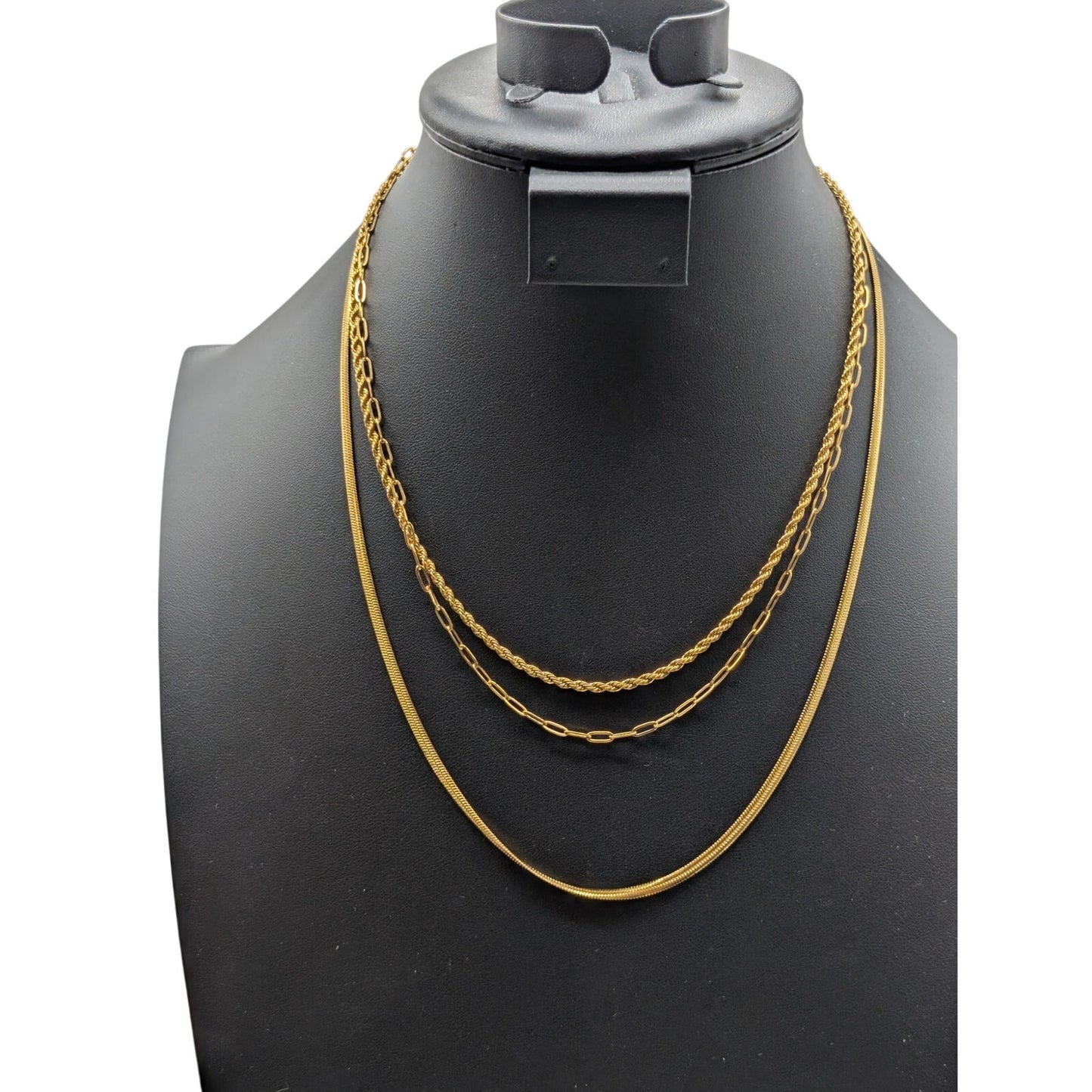 Victoria Emerson Three Strand Gold Tone 16"-18" Chain Necklace