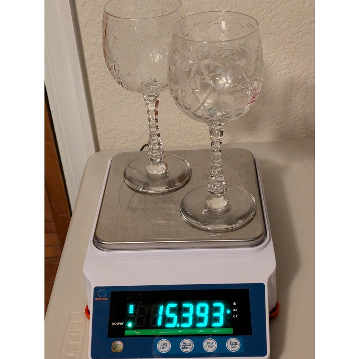 Vintage Libbey Rock Sharpe Atlantis Blown Glass Stemmed Water Goblet Set of Five