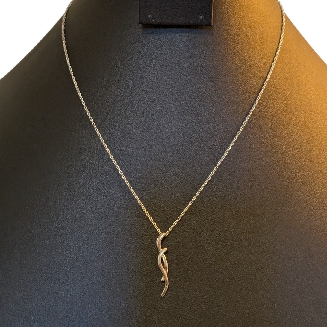18" Sterling Silver Two Woven Strands Pendant Necklace