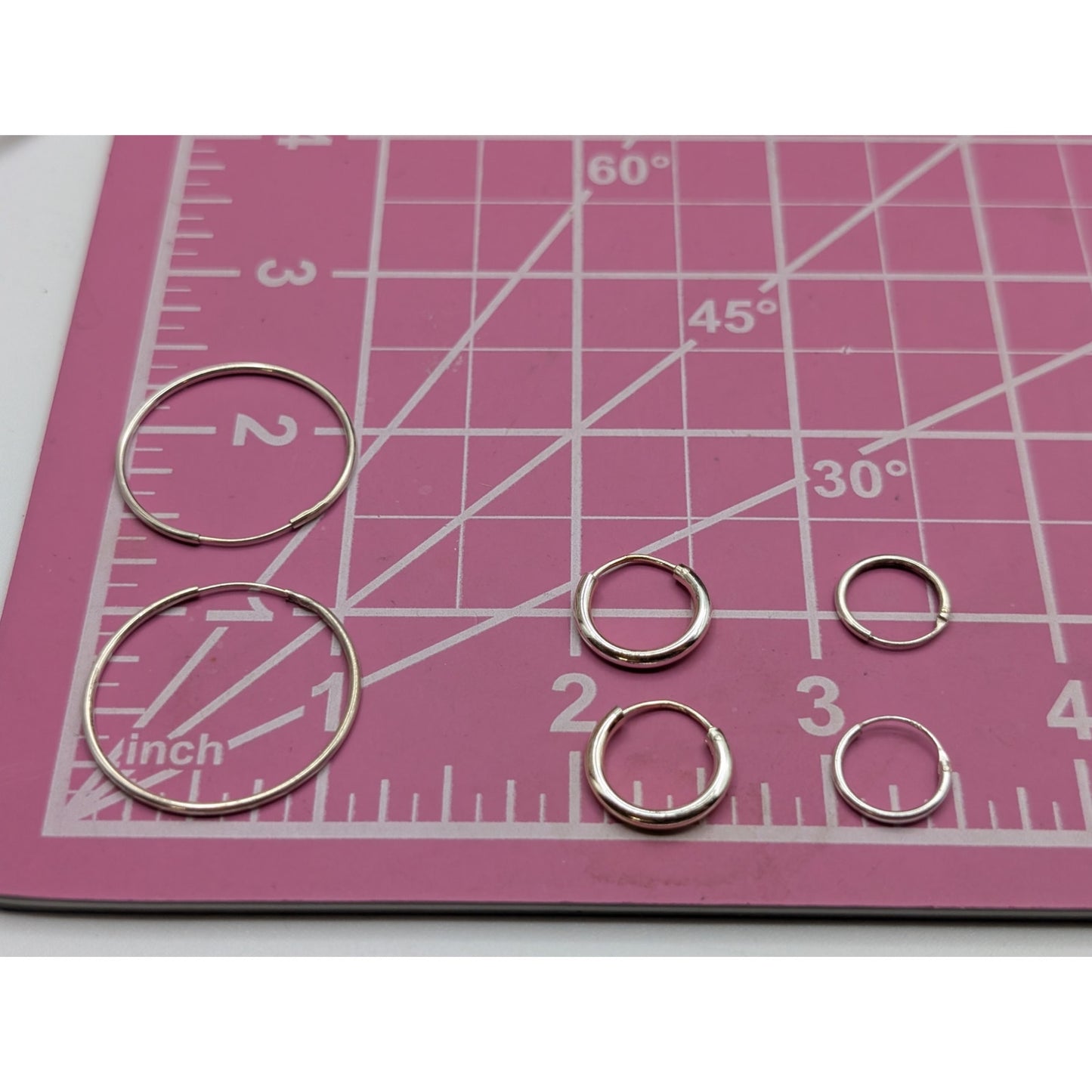 Vintage Three Pair 925 Sterling Silver Hoop Earrings