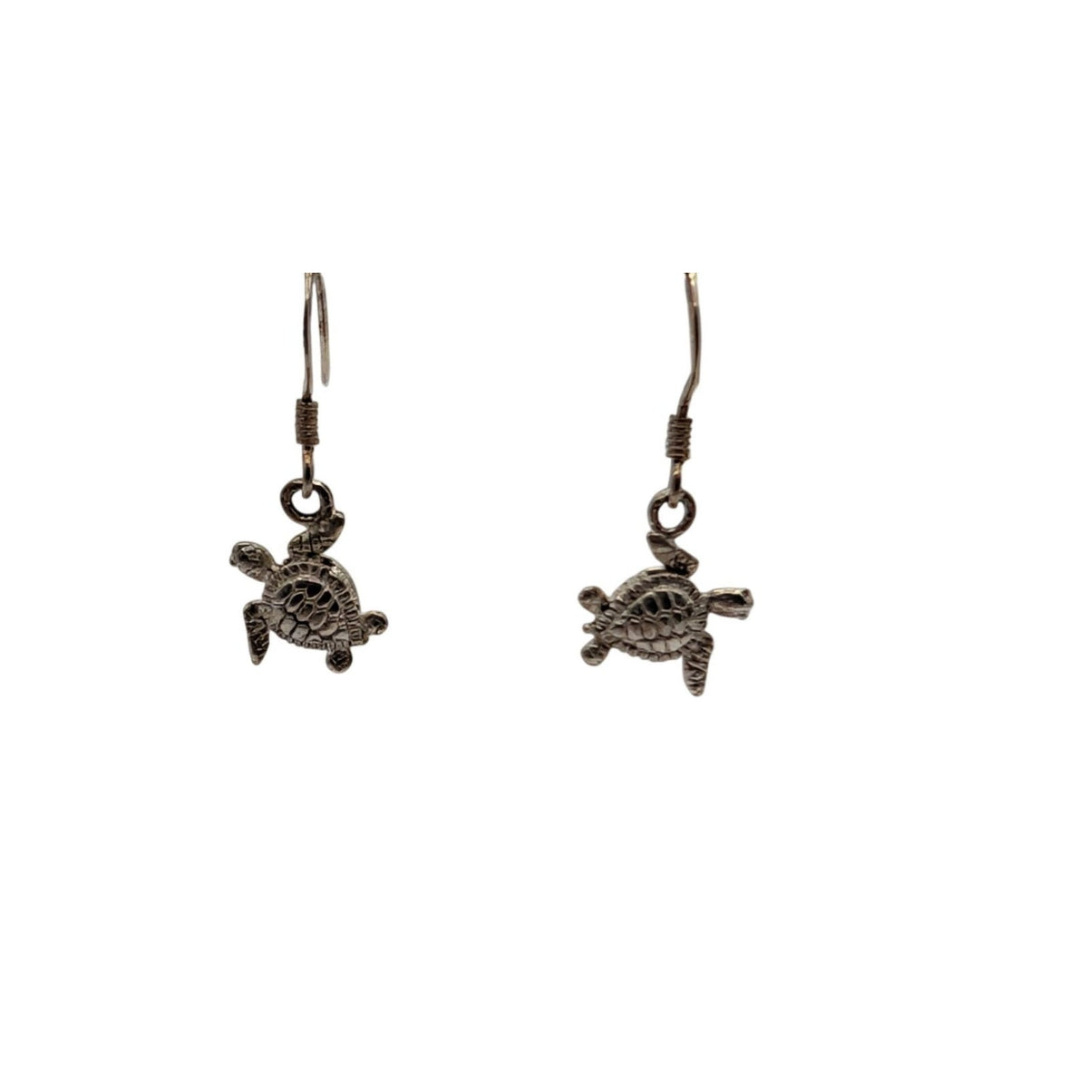 925 Sterling Silver Tiny Turtle Dangle Ear Wire Earrings