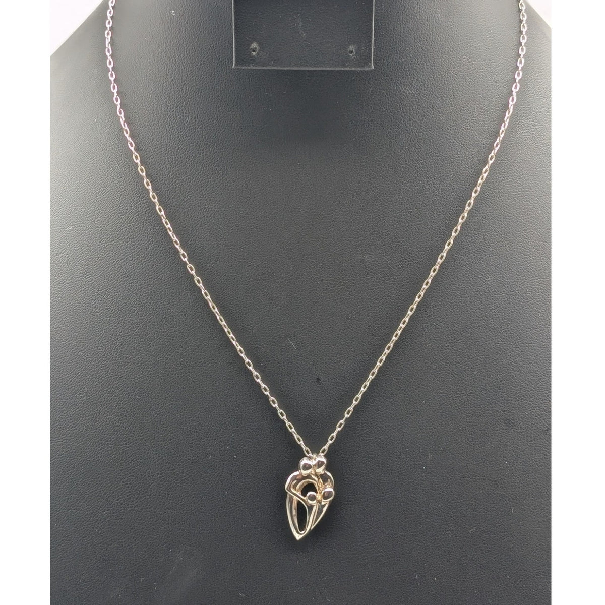 Vtg Carolyn Pollack 925 Sterling Silver Family of Four Love Pendant 18" Necklace