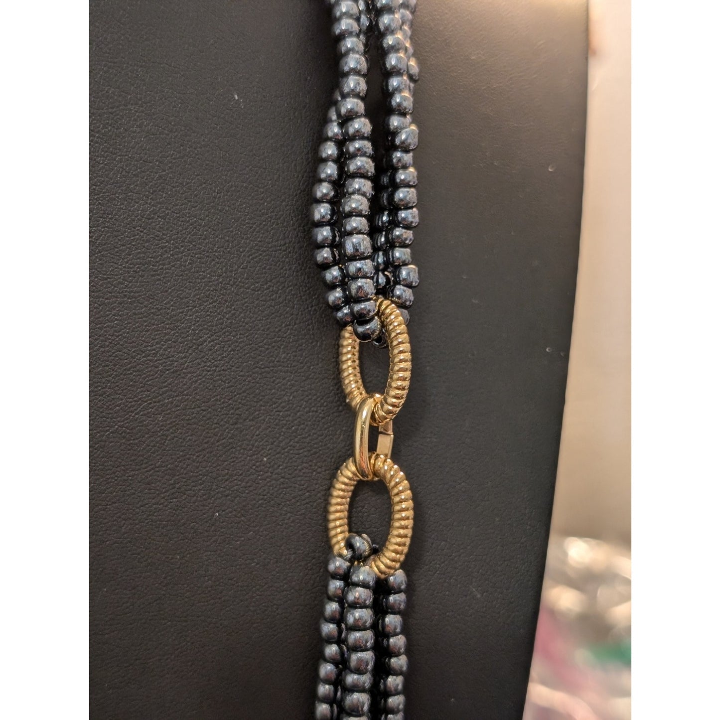 Louis Feraud Paris Doubled Over Two Strand Caviar Bead 1983 Vintage Necklace