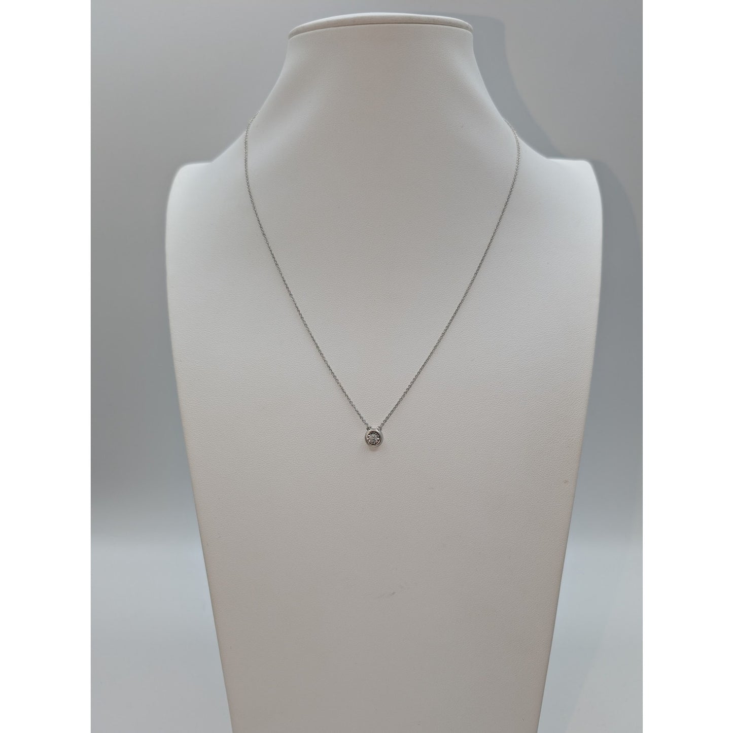 Vintage 925 India Sterling Silver Floating Diamond Pendant 18.25" Chain Necklace